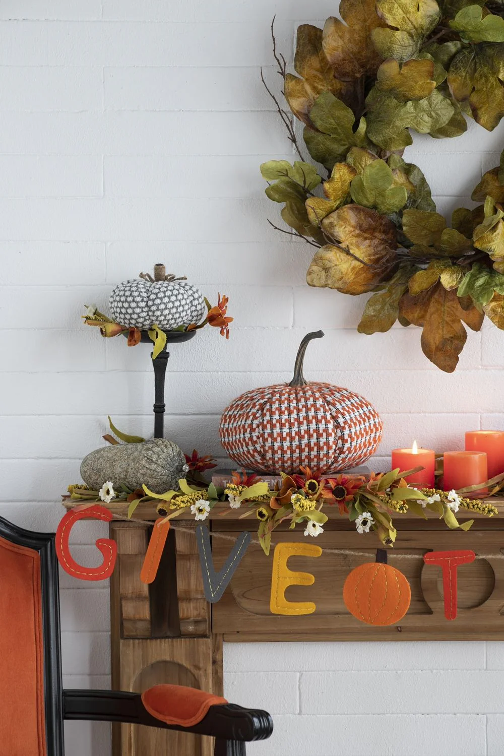 Pumpkin Ornament Decor For Holiday Harvest Festival Fall Festival & Thanksgiving (Set of 2) - Orange Multi - Image 2