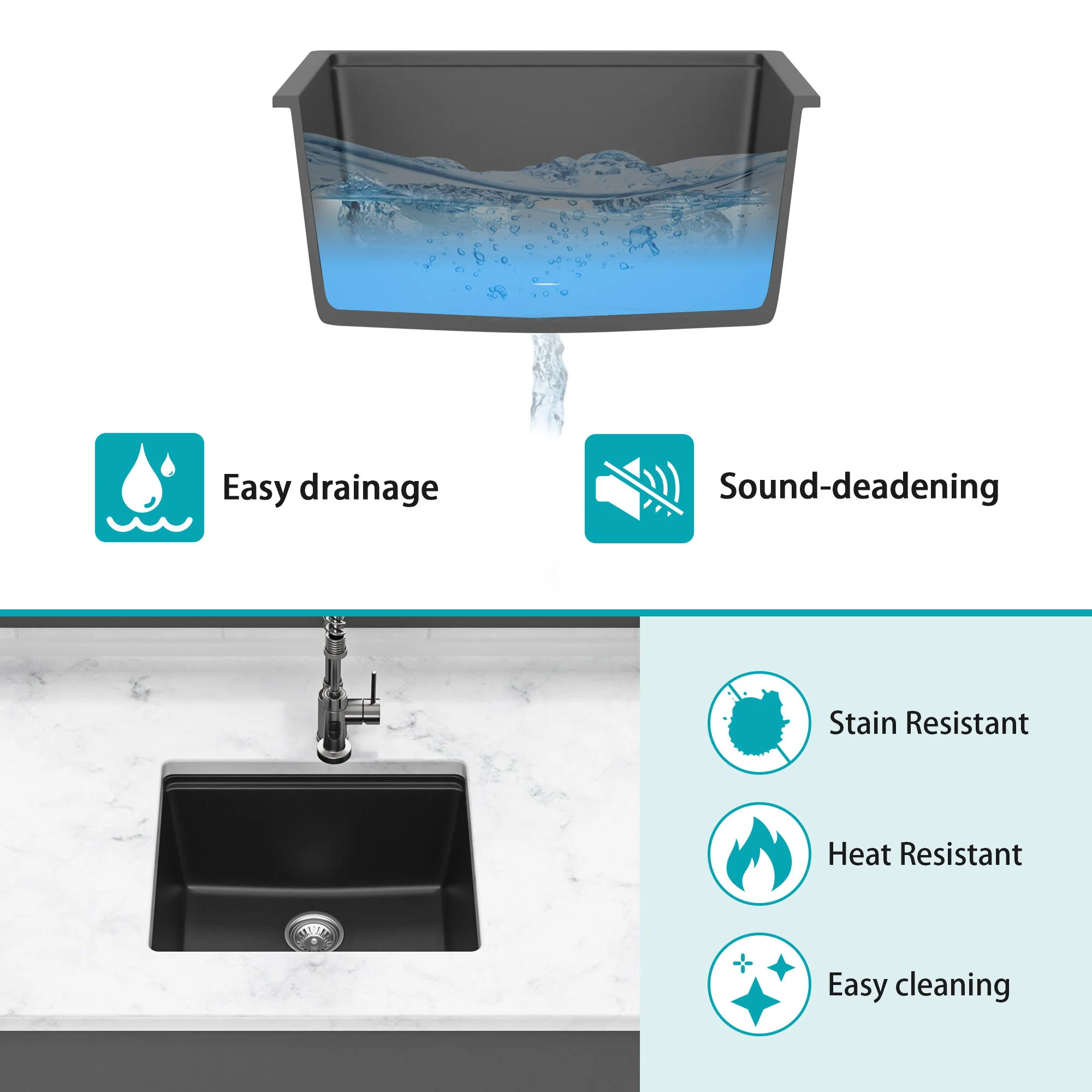 Quartz Composite Kitchen Sink With Workstation, Undermount - Image 15