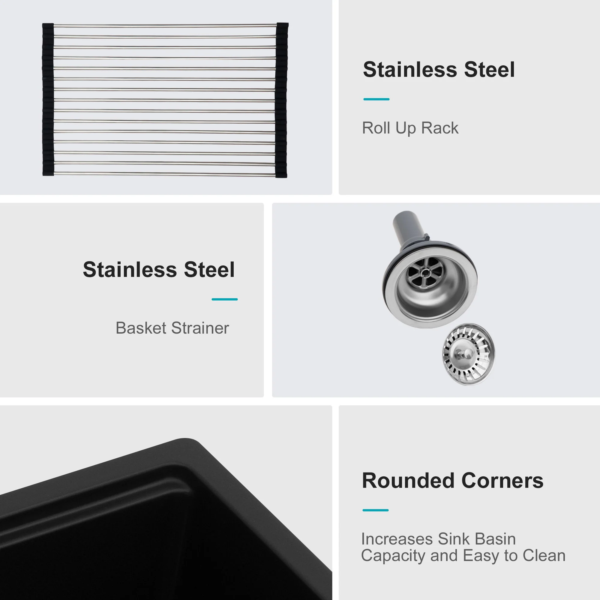 Quartz Composite Kitchen Sink With Workstation, Undermount - Image 6
