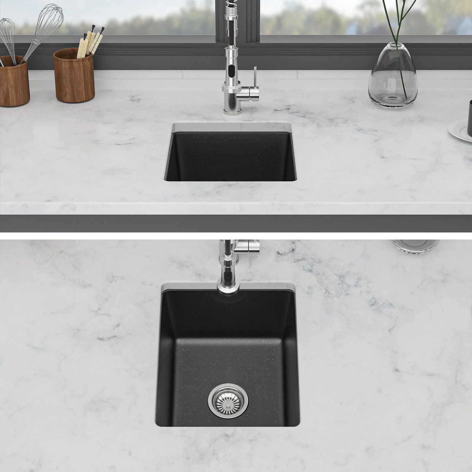 Quartz Composite Undermount Single Bowl Kitchen Sink - Image 14
