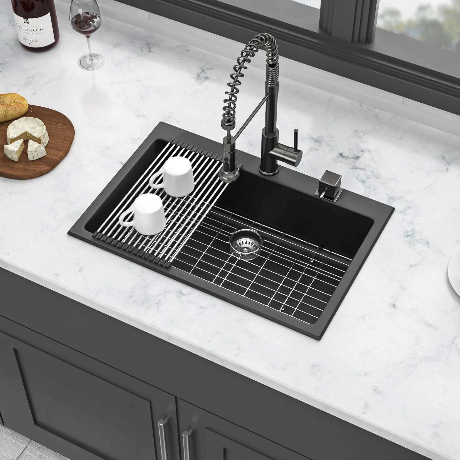 Quartz Kitchen Sink, Granite Composite, Drop In Sink With Durable Design - Image 13