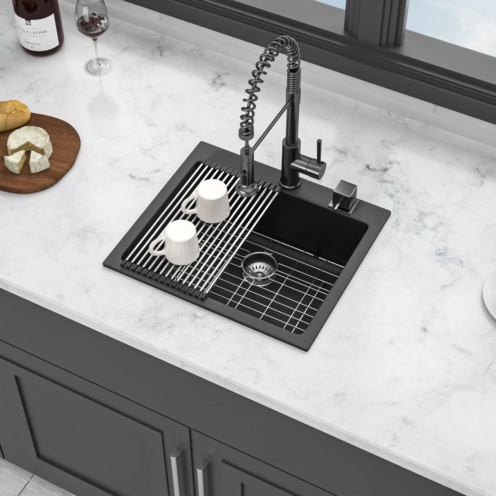 Quartz Kitchen Sink, Granite Composite, Drop In Sink With Durable Design - Image 33