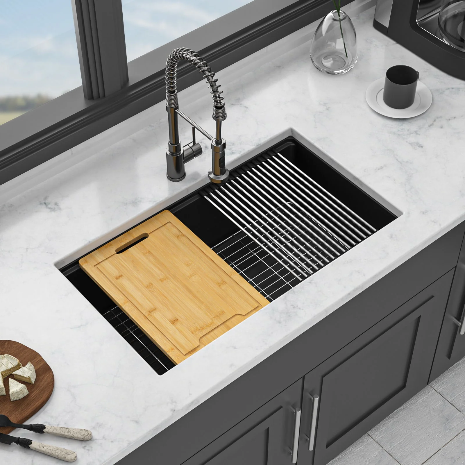 Quartz Kitchen Sink, Granite Composite Workstation Undermount - Image 17