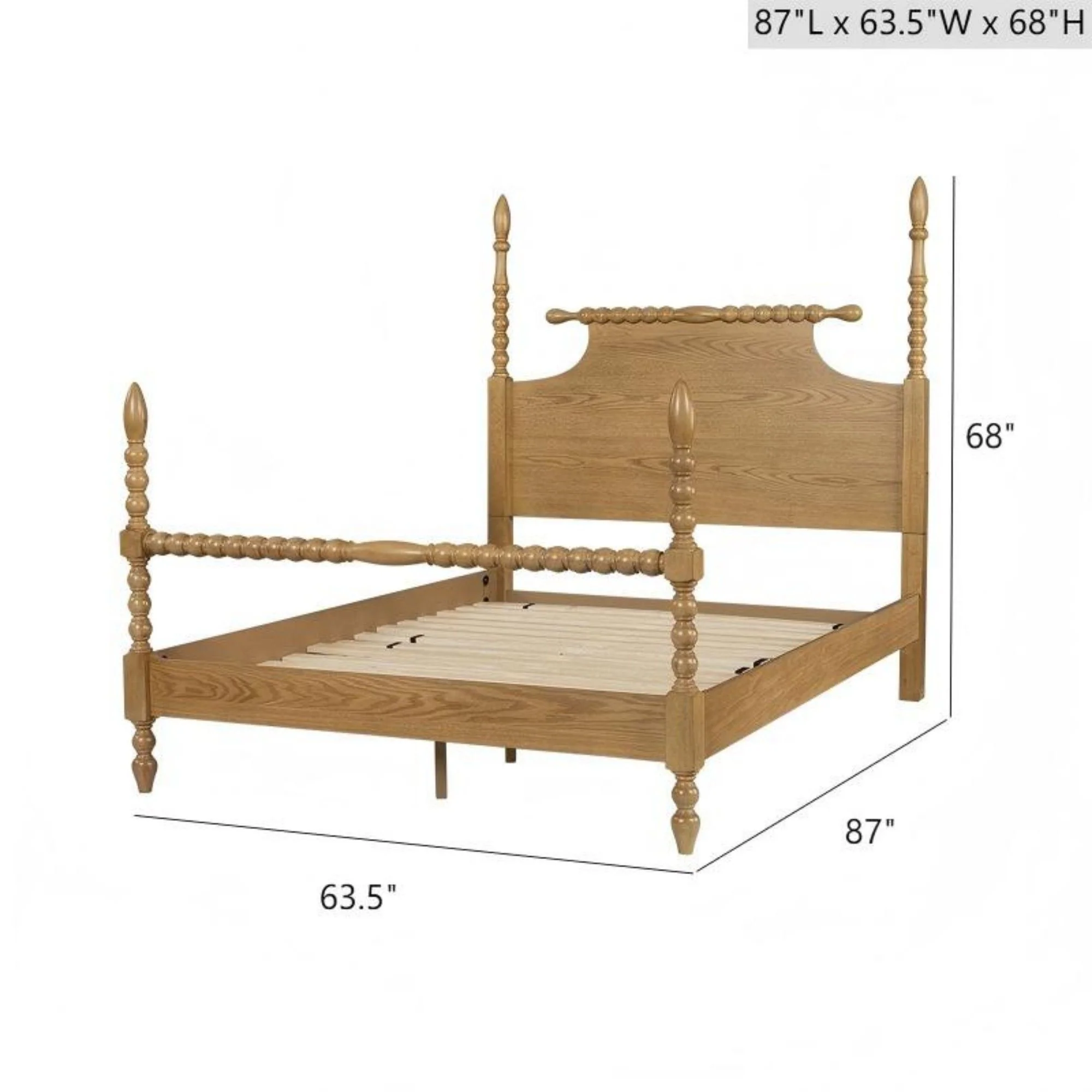 Queen Bed Turned Legs - Natural - Image 6