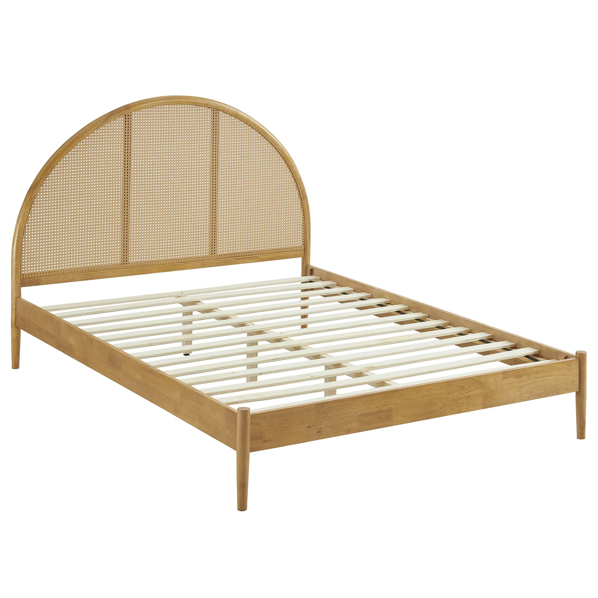 Queen Black Arched Rattan Cane Wood Platform Bed - Image 10