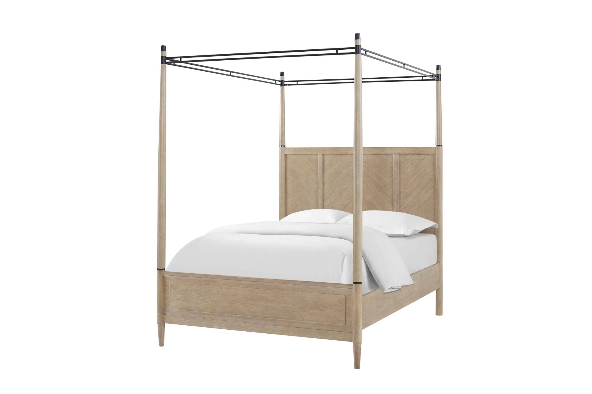 Queen Canopy Bedroom Set With A 2 Drawer Nightstand A Dresser With Poster Mirror And A Door Chest - Sand - Image 3