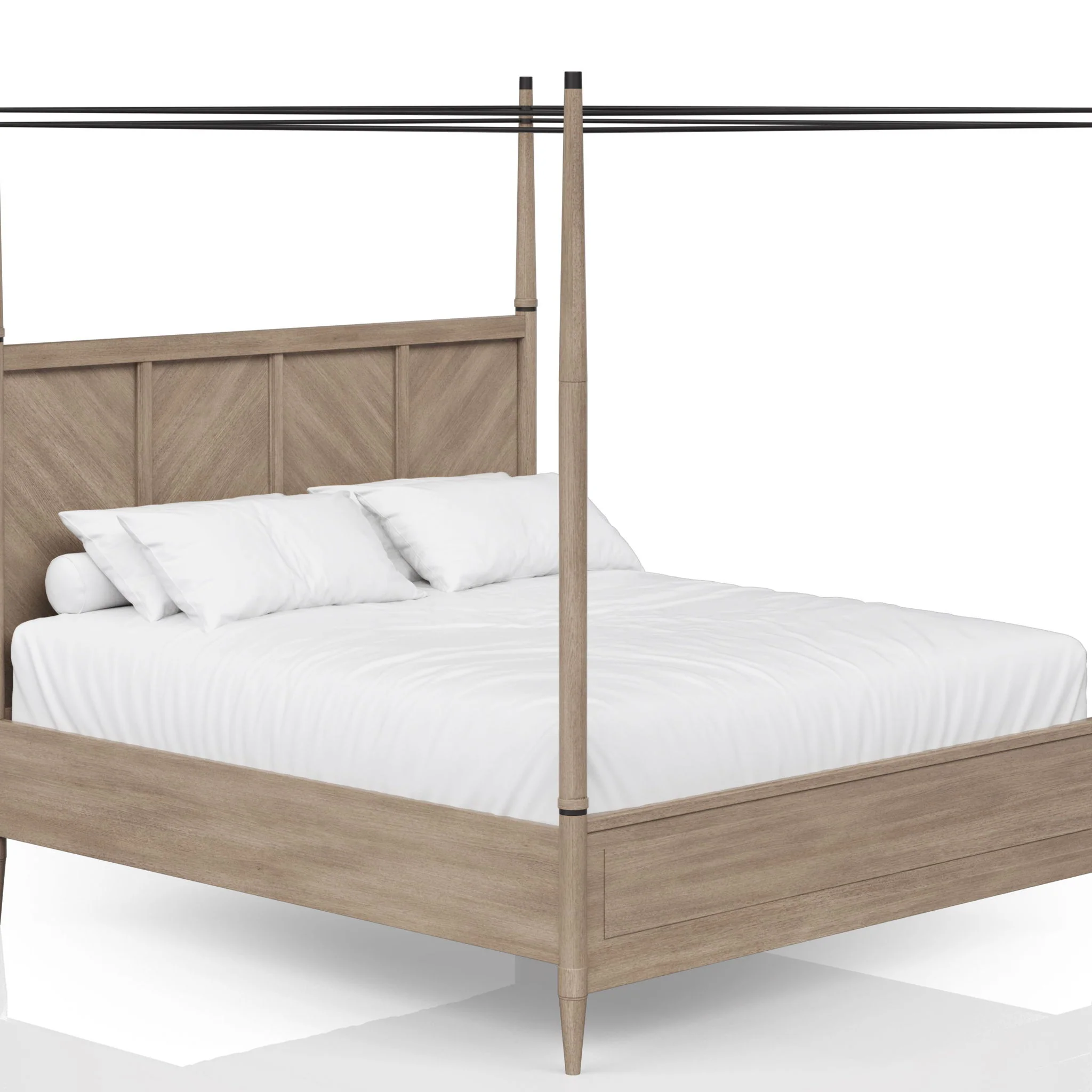 Queen Canopy Bedroom Set With A 2 Drawer Nightstand A Dresser With Poster Mirror And A Door Chest - Sand - Image 9