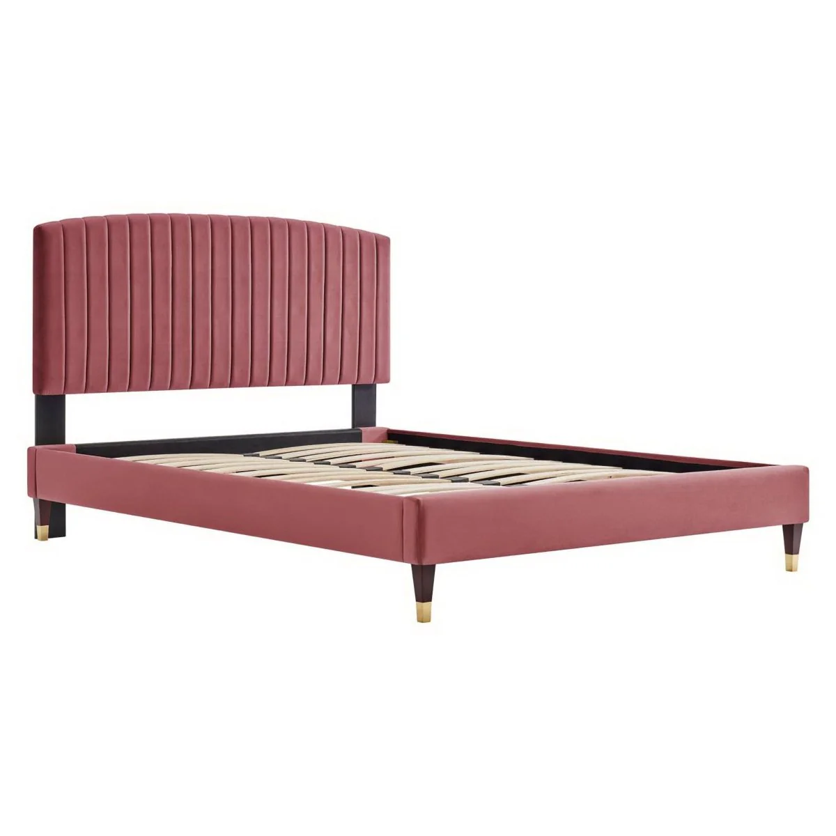 Queen Channel Tufted Performance Velvet Platform Bed - Image 4