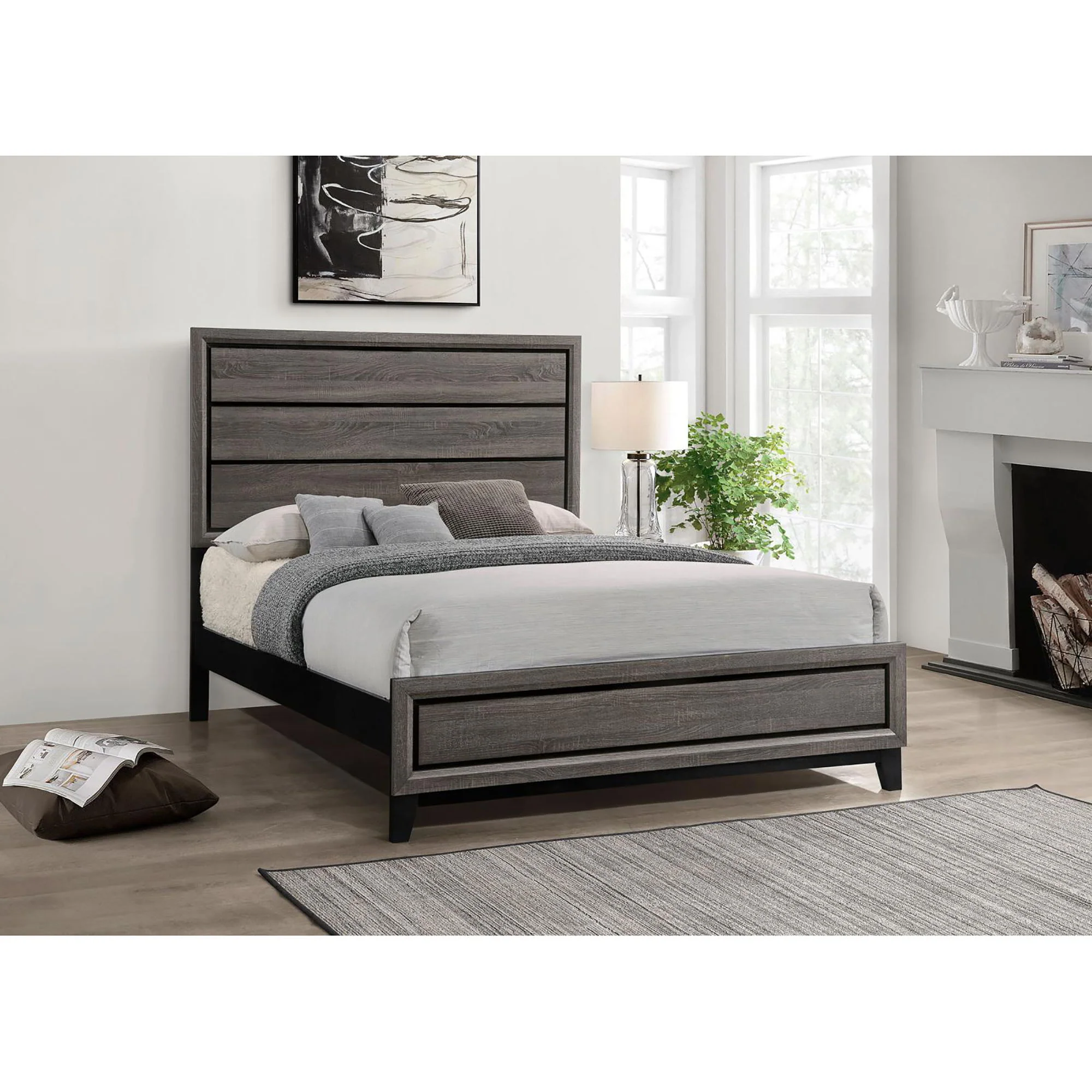 Queen Panel Bed Accents - Gray - Image 3