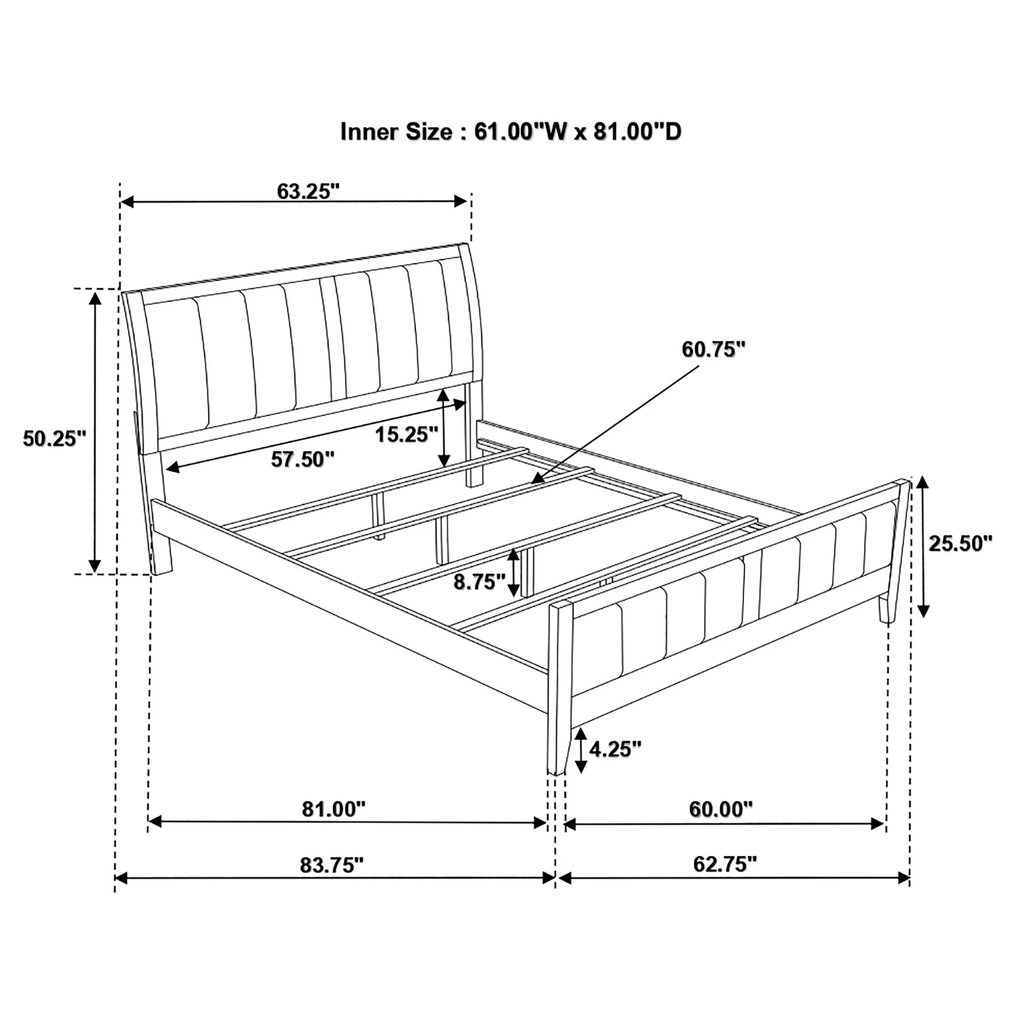Queen Panel Bed With Upholstered Headboard And Footboard - Brown - Image 4