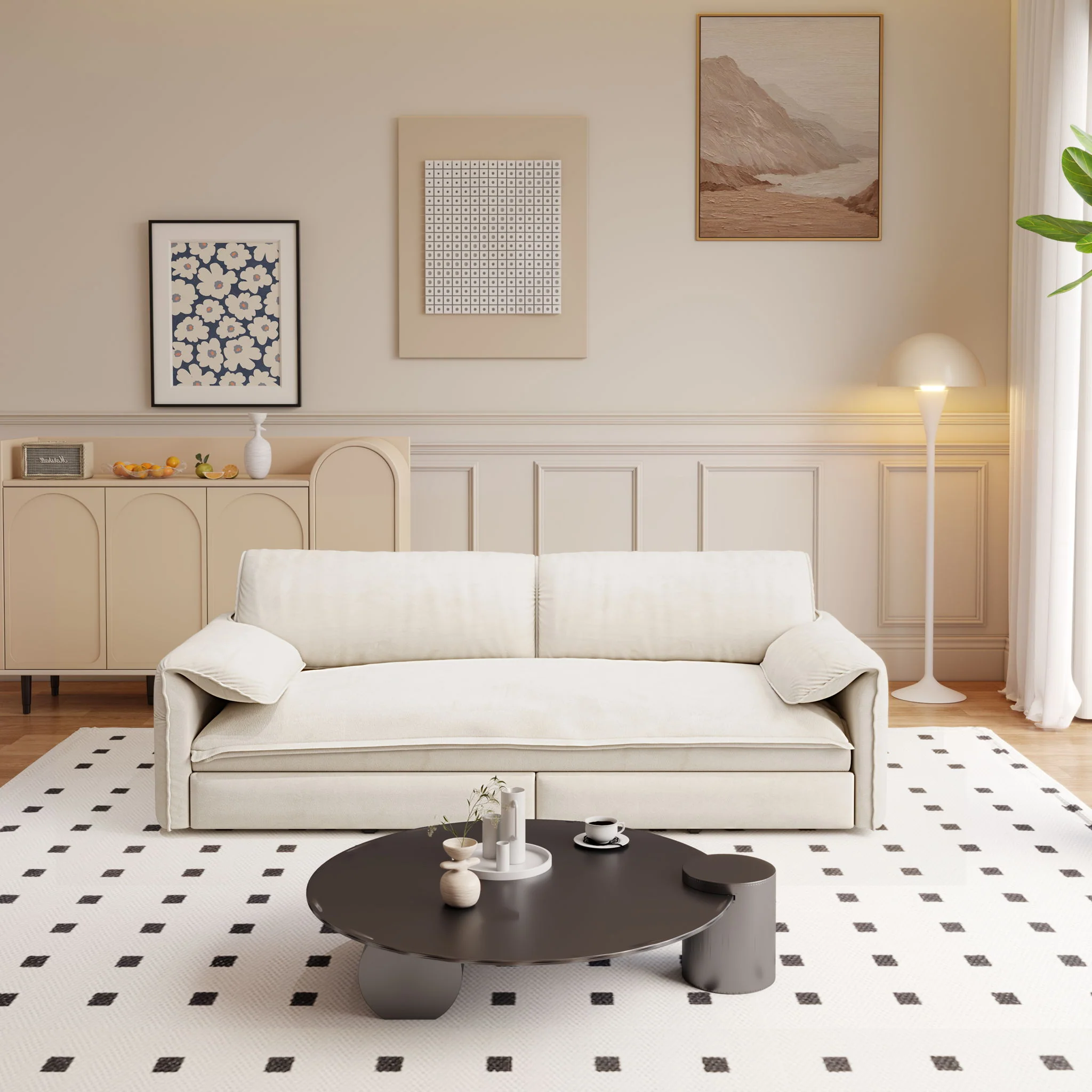 Queen Pull Out Sofa Bed With Side Storage - Image 26
