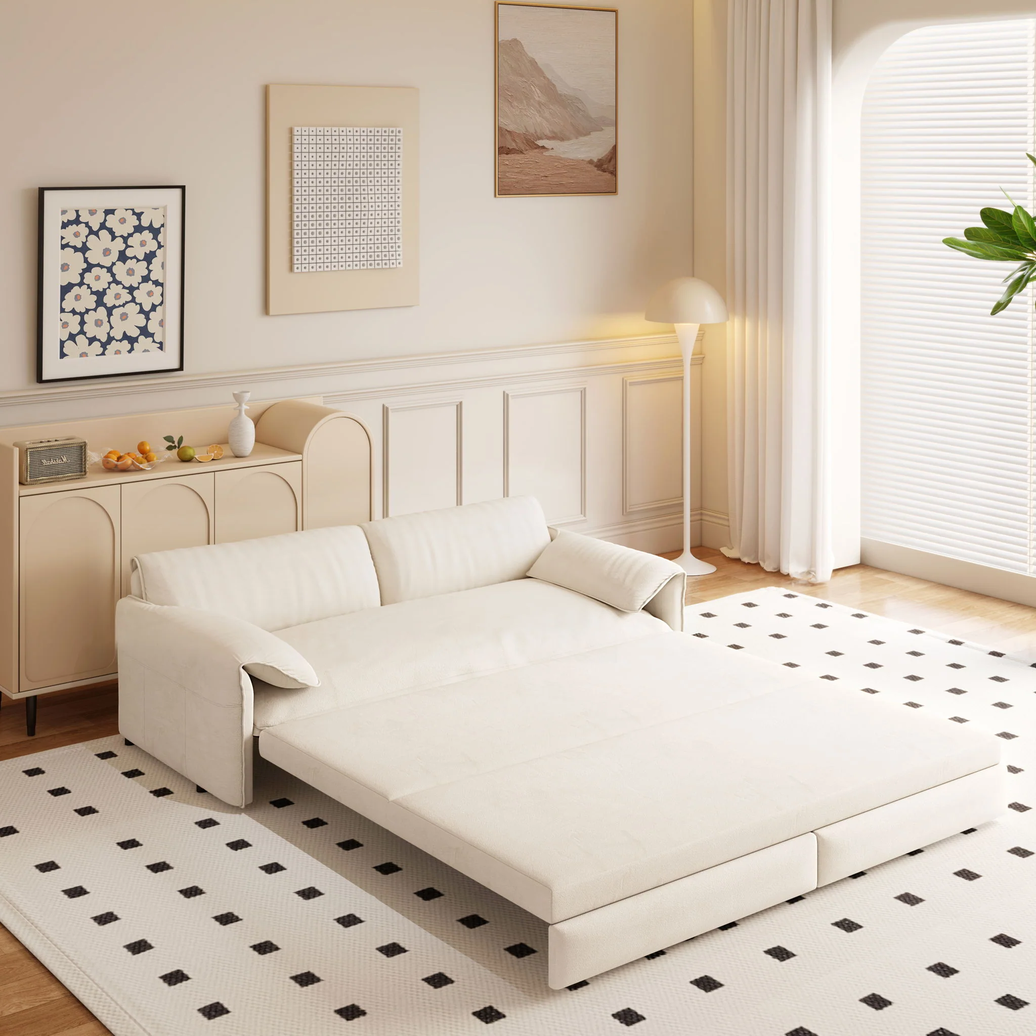 Queen Pull Out Sofa Bed With Side Storage - Image 6