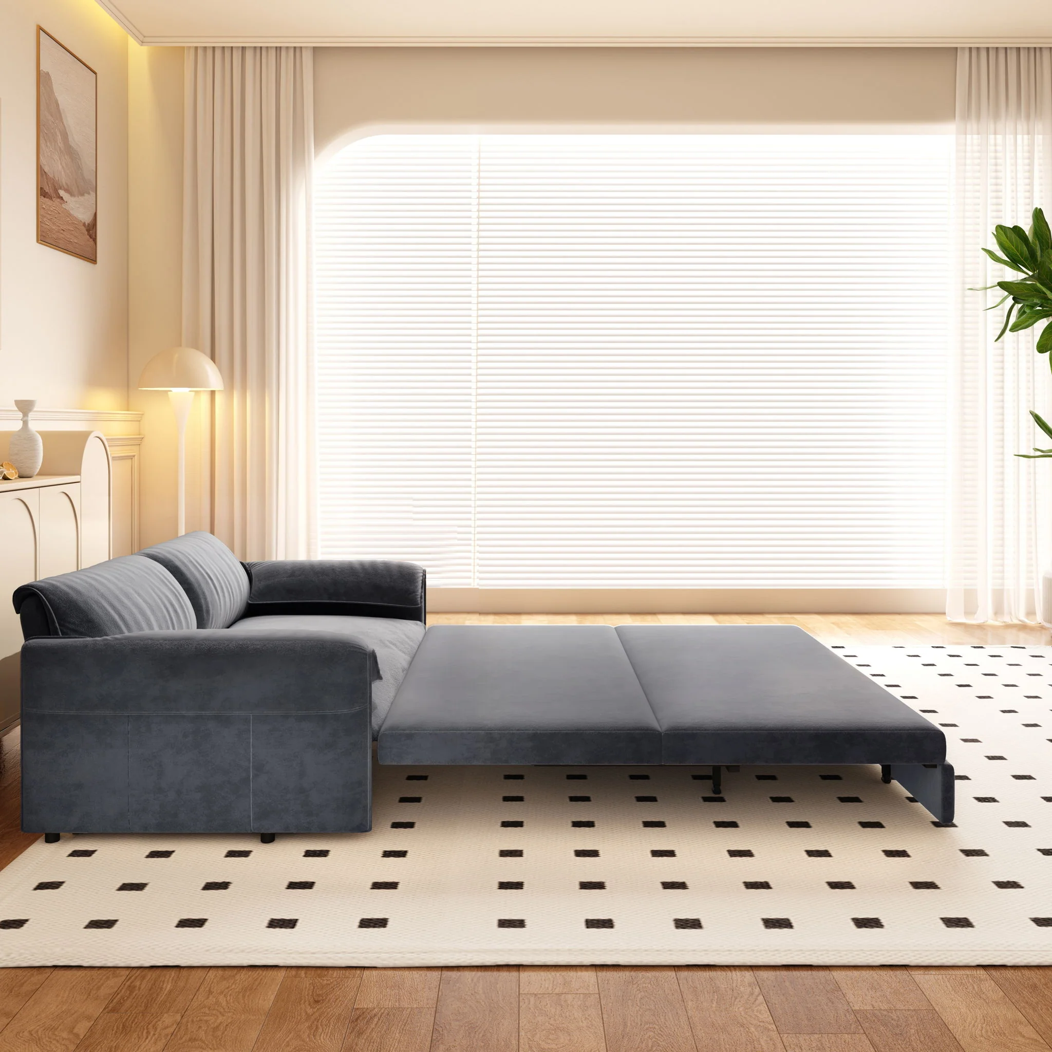 Queen Pull Out Sofa Bed With Side Storage - Image 7