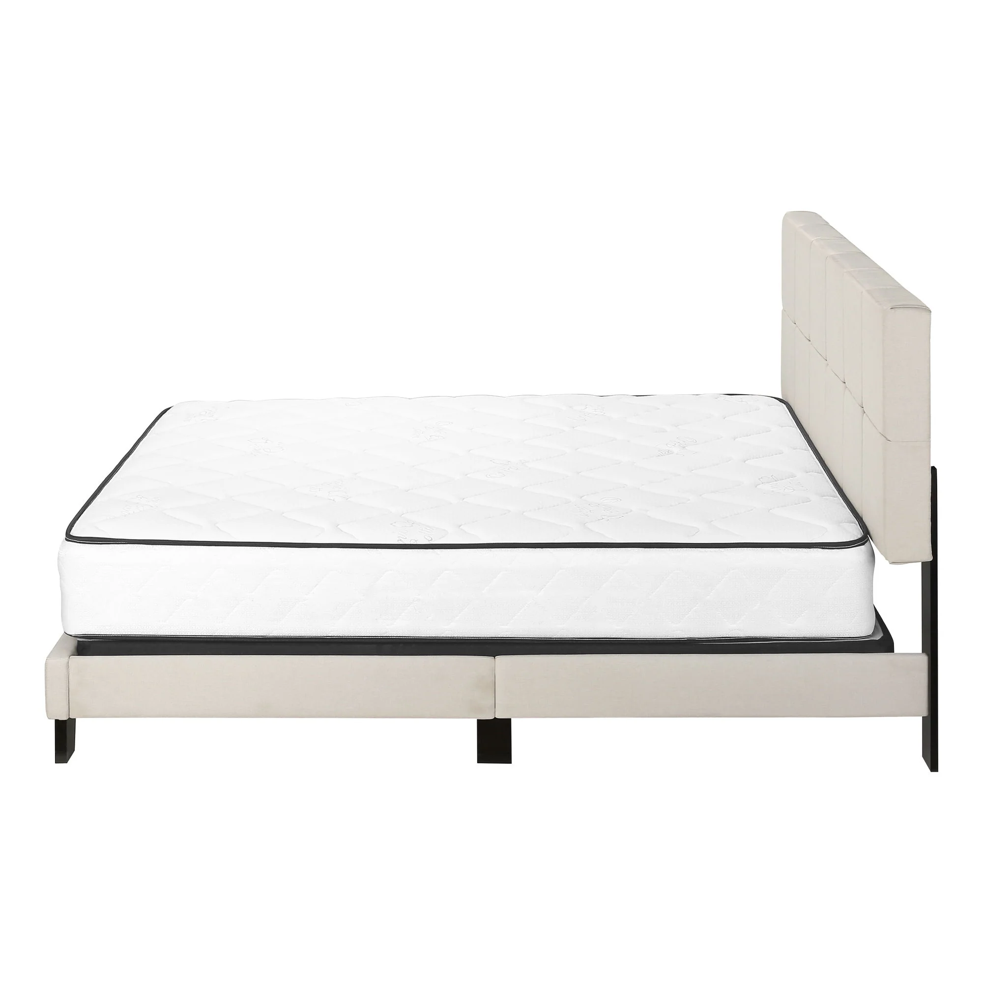 Queen Size Bed, Upholstered, Transitional - Beige - Image 6