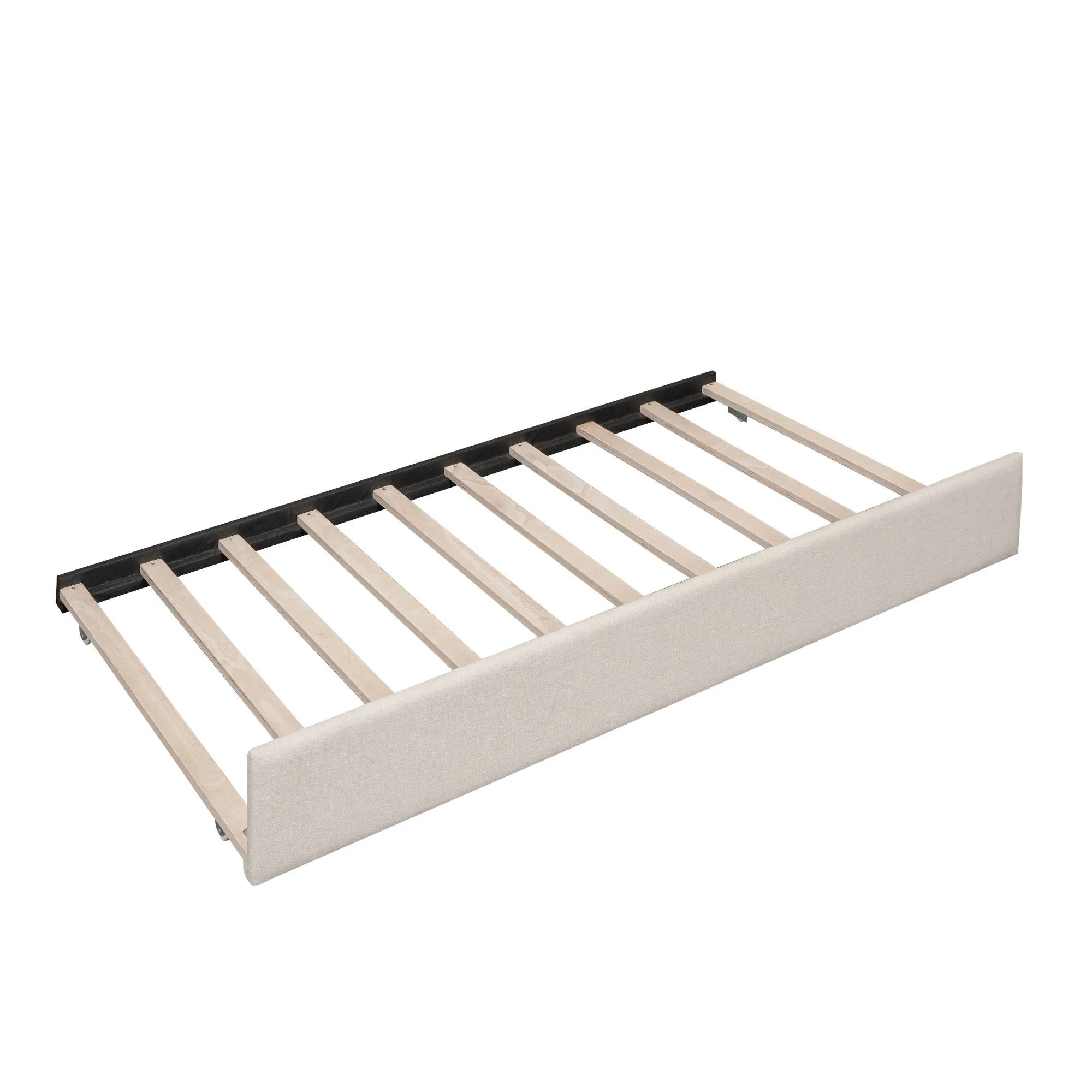 Queen Size Upholstered Platform Bed With USB And Twin Trundle - Beige - Image 7