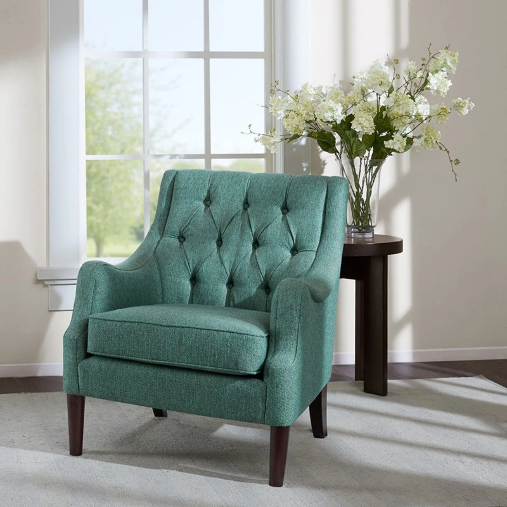 Qwen - Button Tufted Accent Chair With - Teal - Image 6