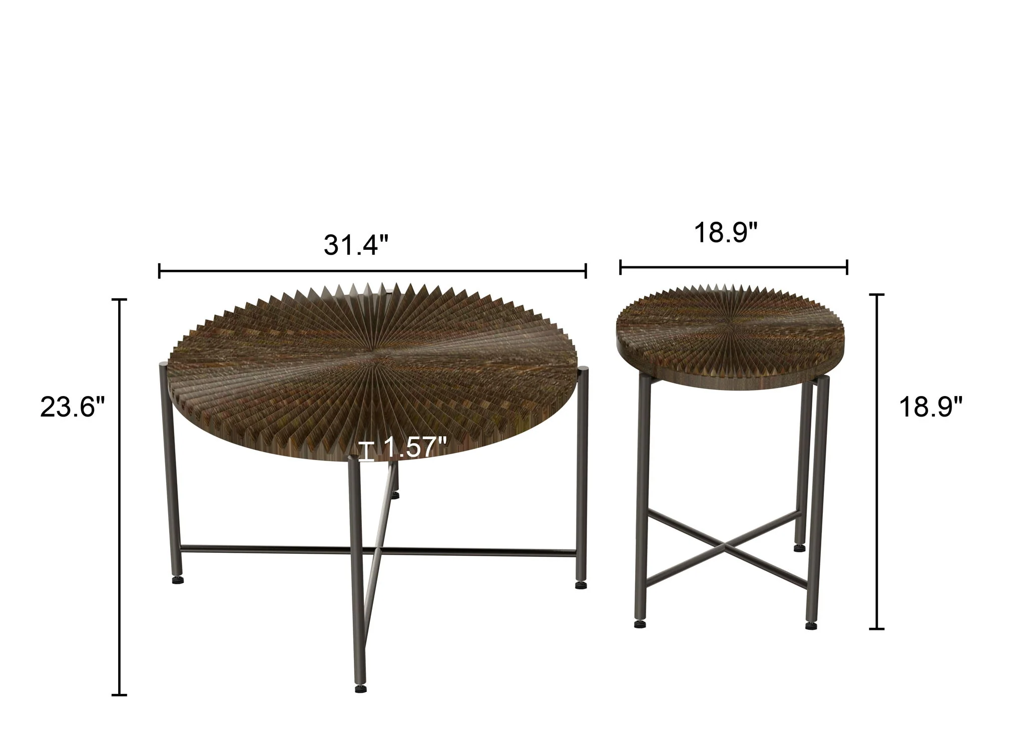 Radial - Pattern Coffee And End Table Set Waterproof Cover, Distressed Cylindrical Design (Set of 2) - Image 12