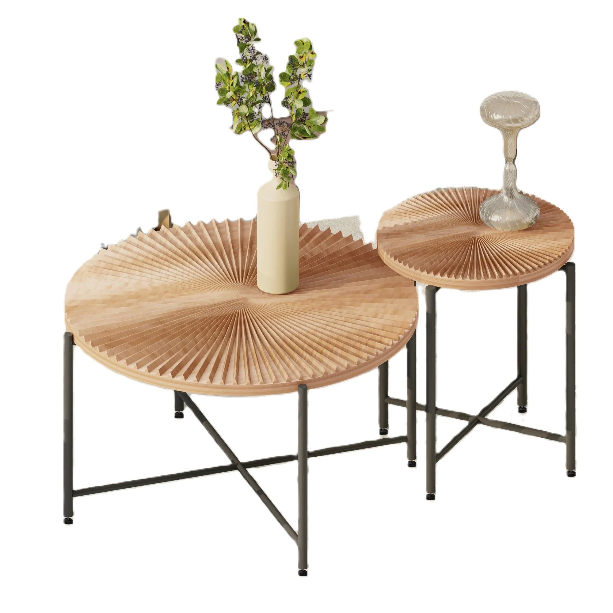 Radial - Pattern Coffee And End Table Set Waterproof Cover, Distressed Cylindrical Design (Set of 2) - Image 13