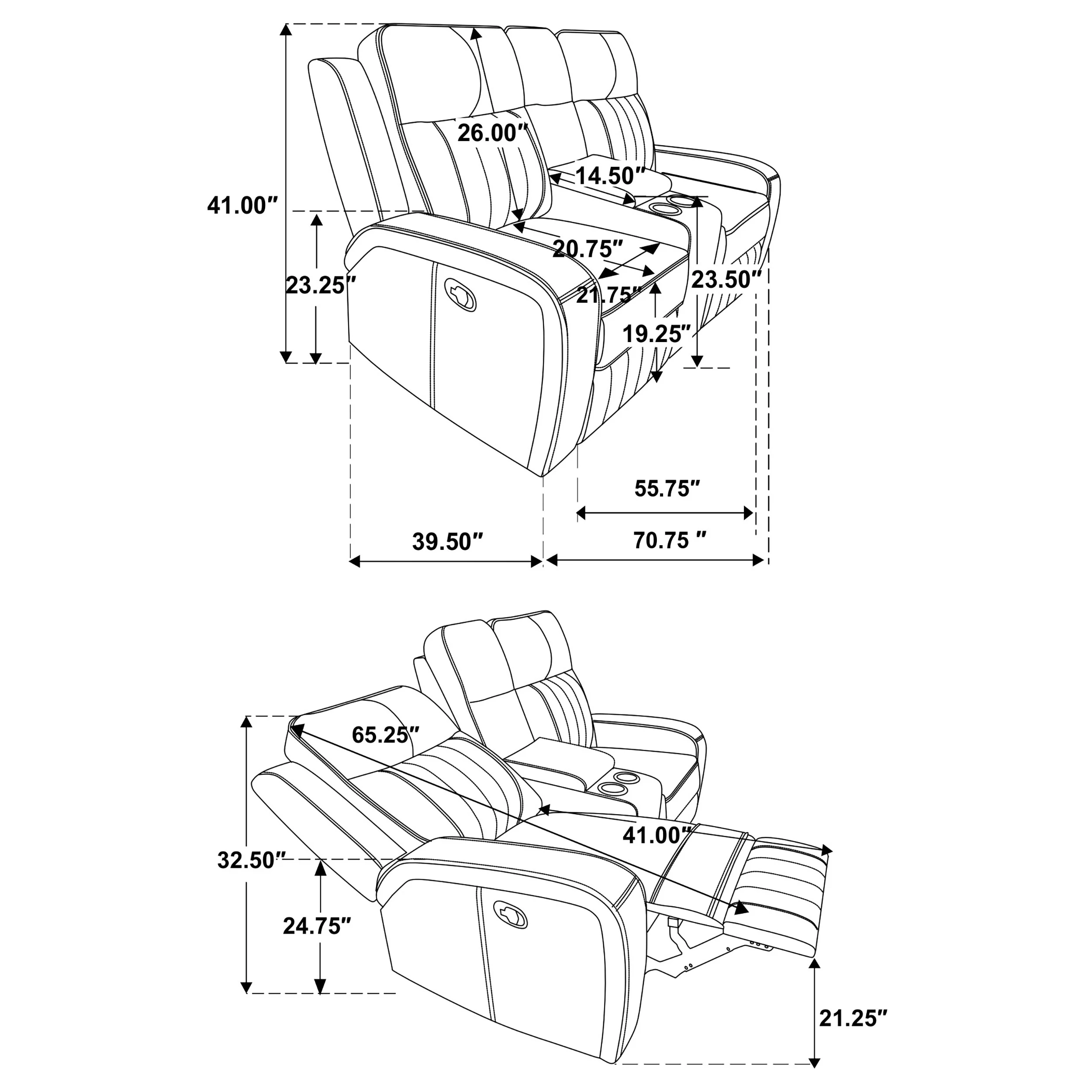 Raelynn 2-Piece Grey Leatherette Reclining Sofa Set - Image 16