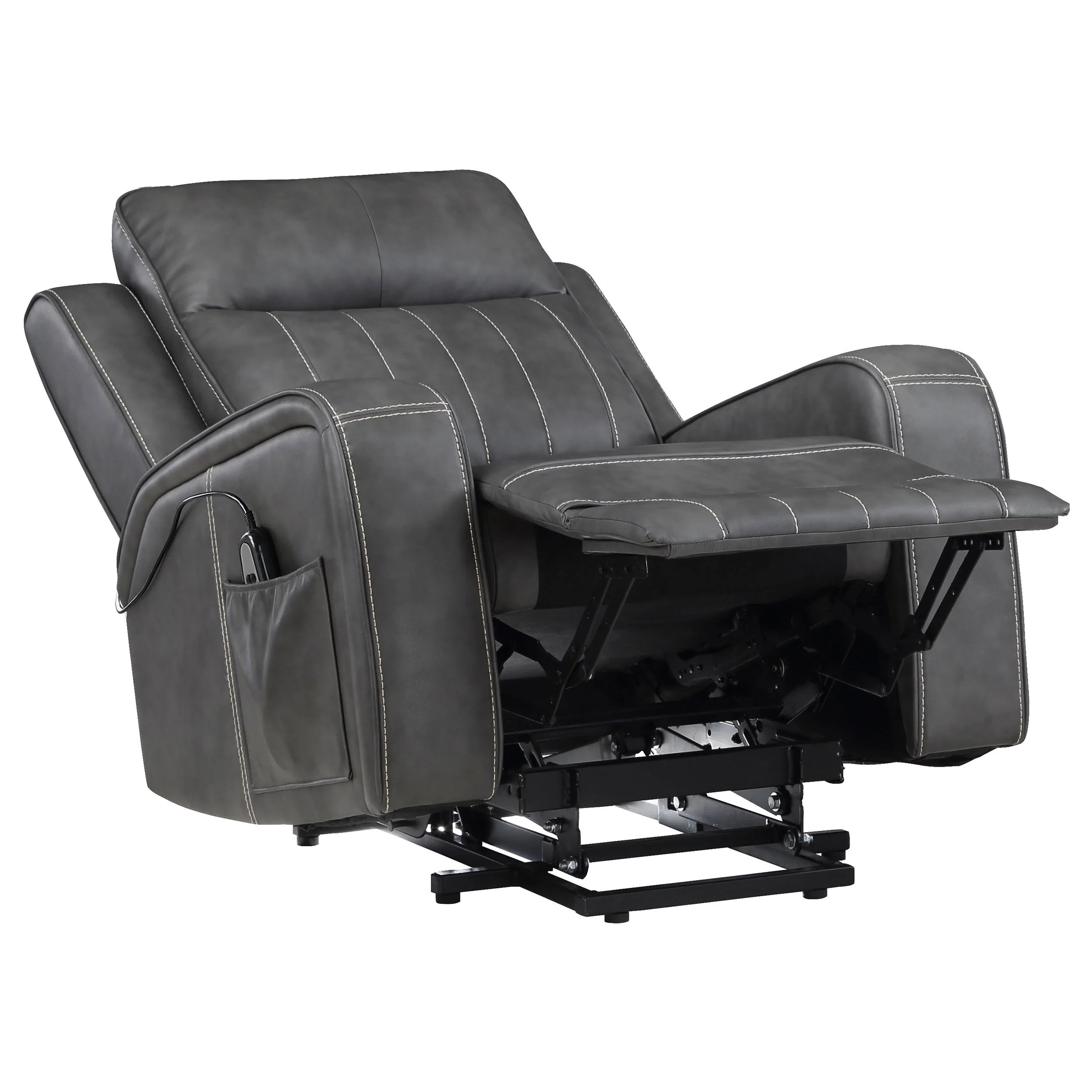 Raelynn Upholstered Power Lift Recliner Chair - Grey - Image 7