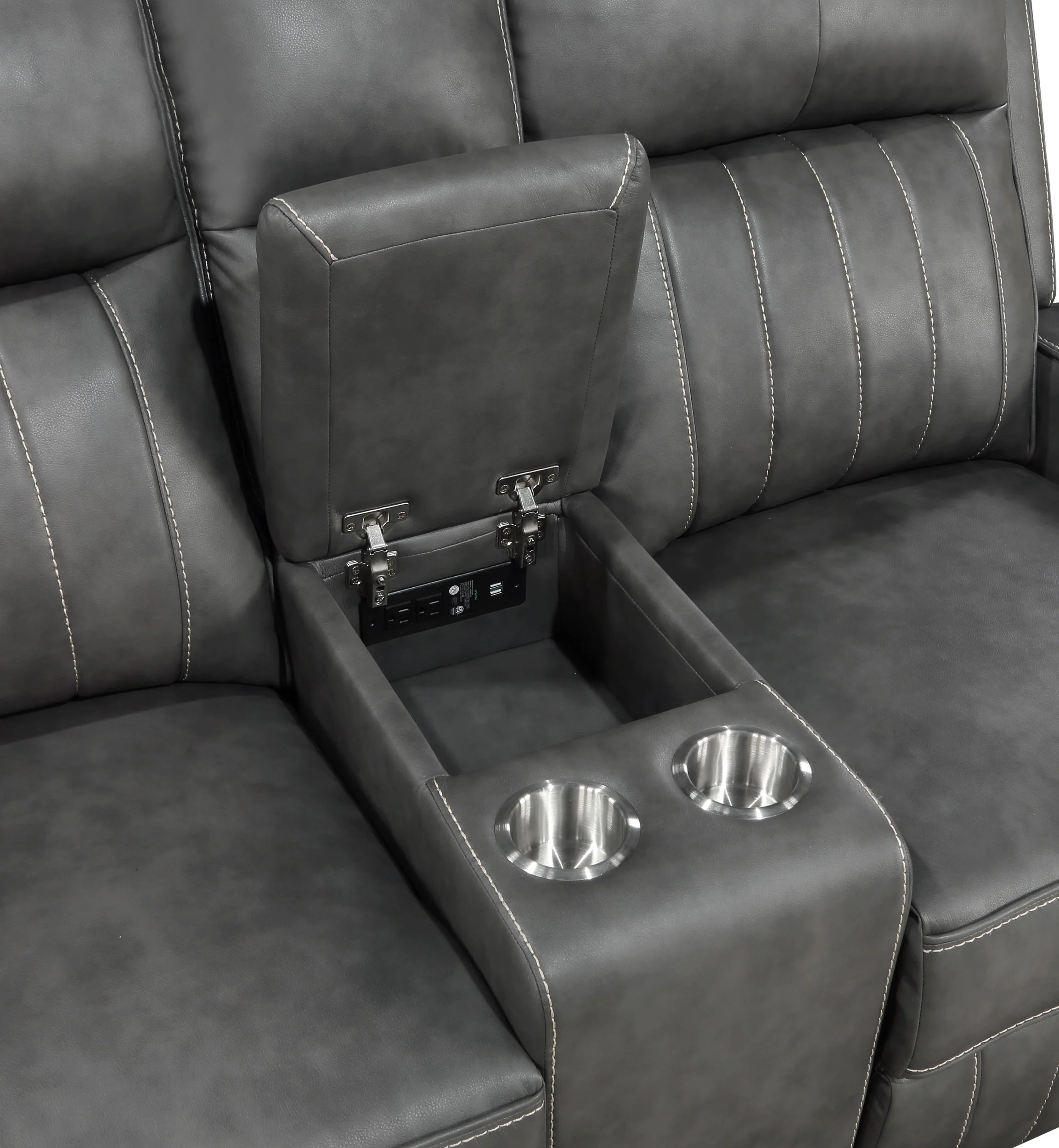 Raelynn Upholstered Track Arm Motion Loveseat Grey - Image 10