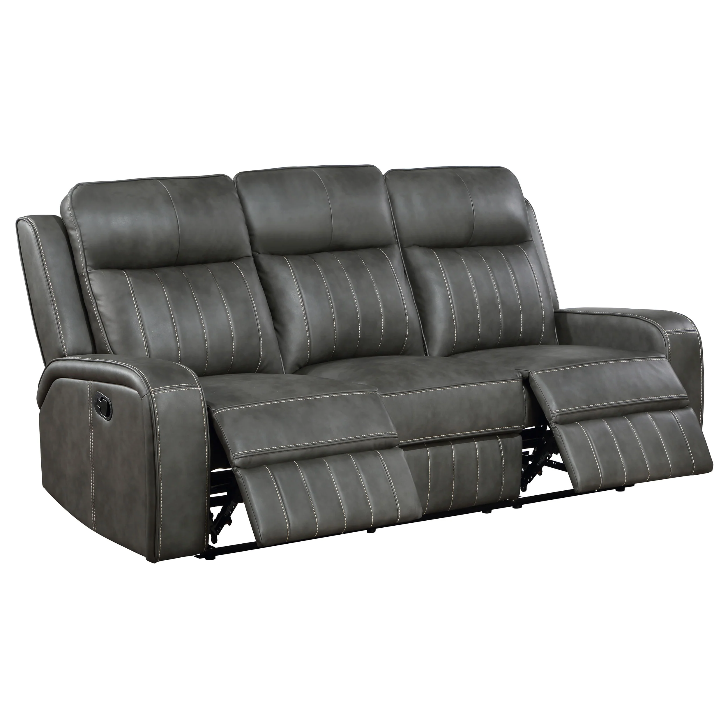 Raelynn Upholstered Track Arm Motion Sofa in Grey - Image 3