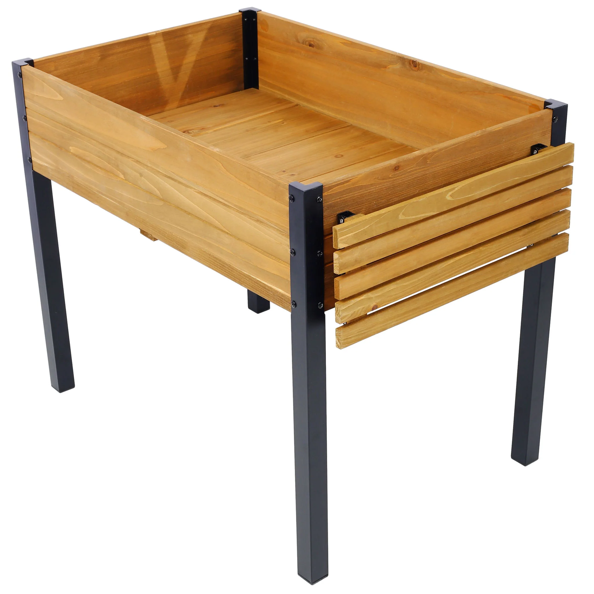Raised Garden Bed With Metal Legs And Folding Storage Shelf - Image 17