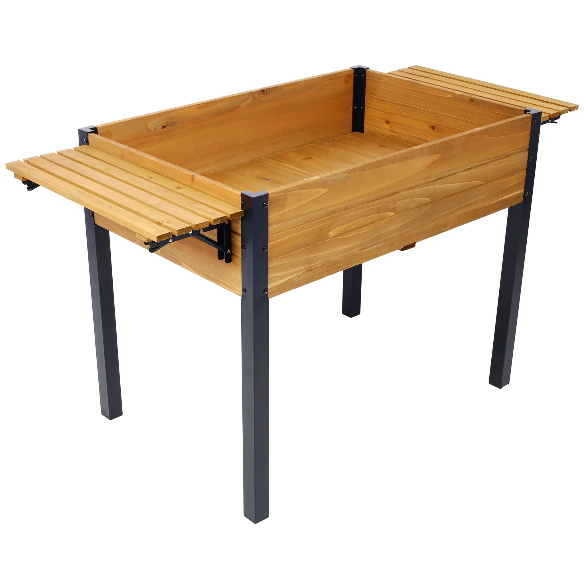 Raised Garden Bed With Metal Legs And Folding Storage Shelf - Image 4