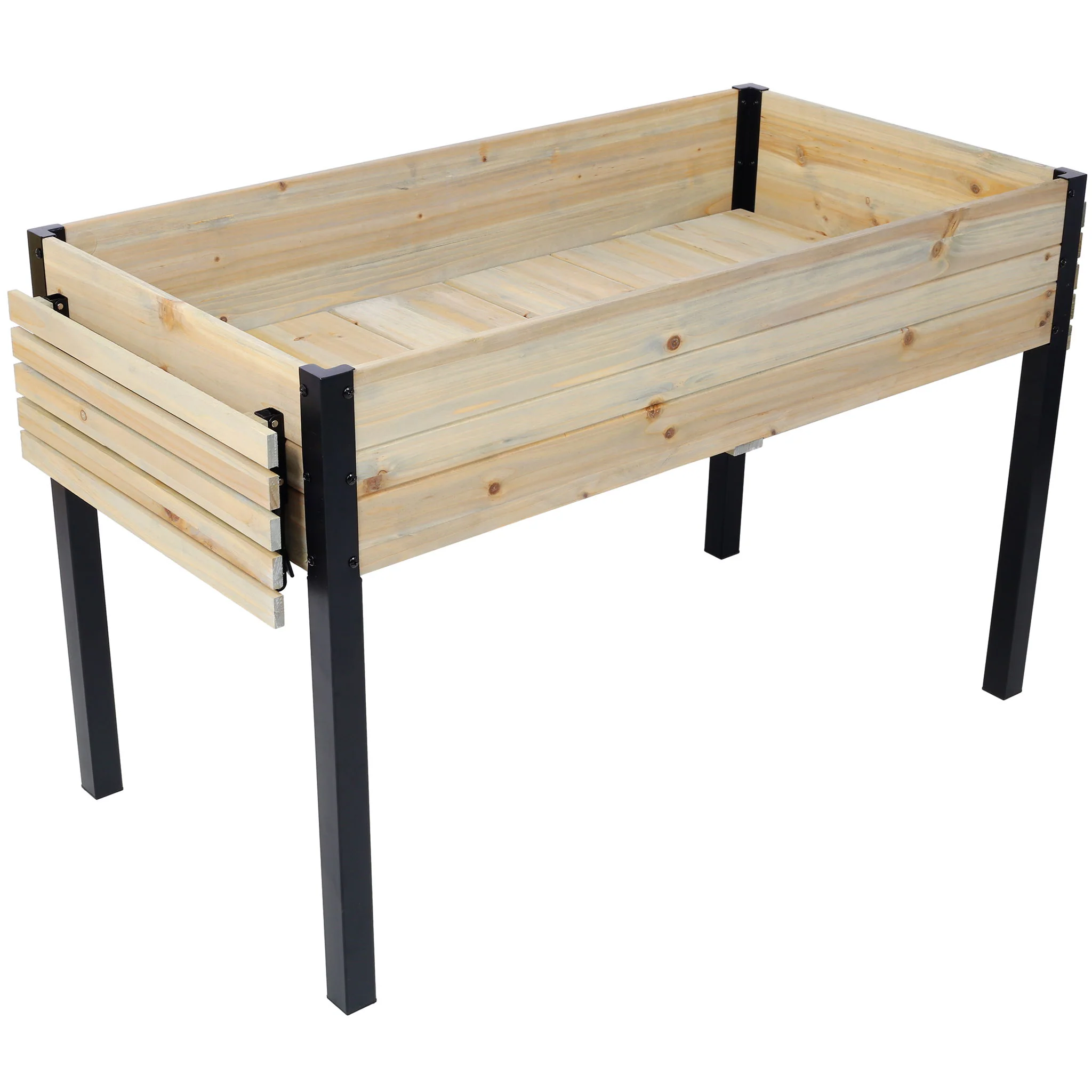 Raised Garden Bed With Metal Legs And Folding Storage Shelf - Image 7