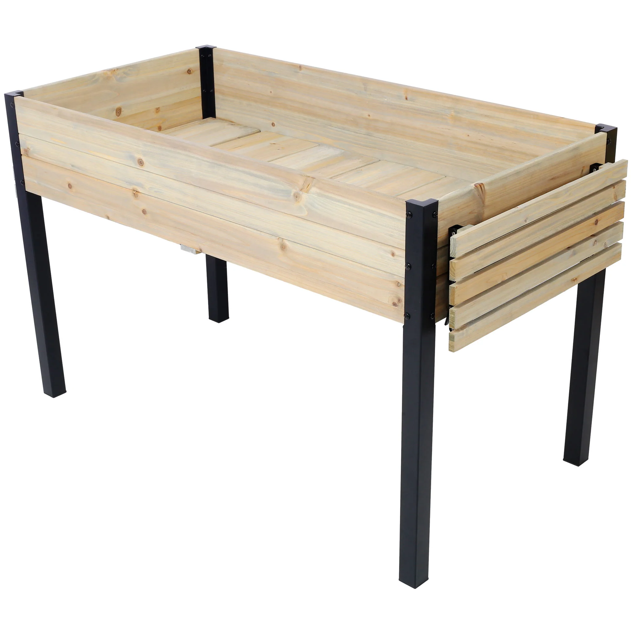 Raised Garden Bed With Metal Legs And Folding Storage Shelf - Image 8
