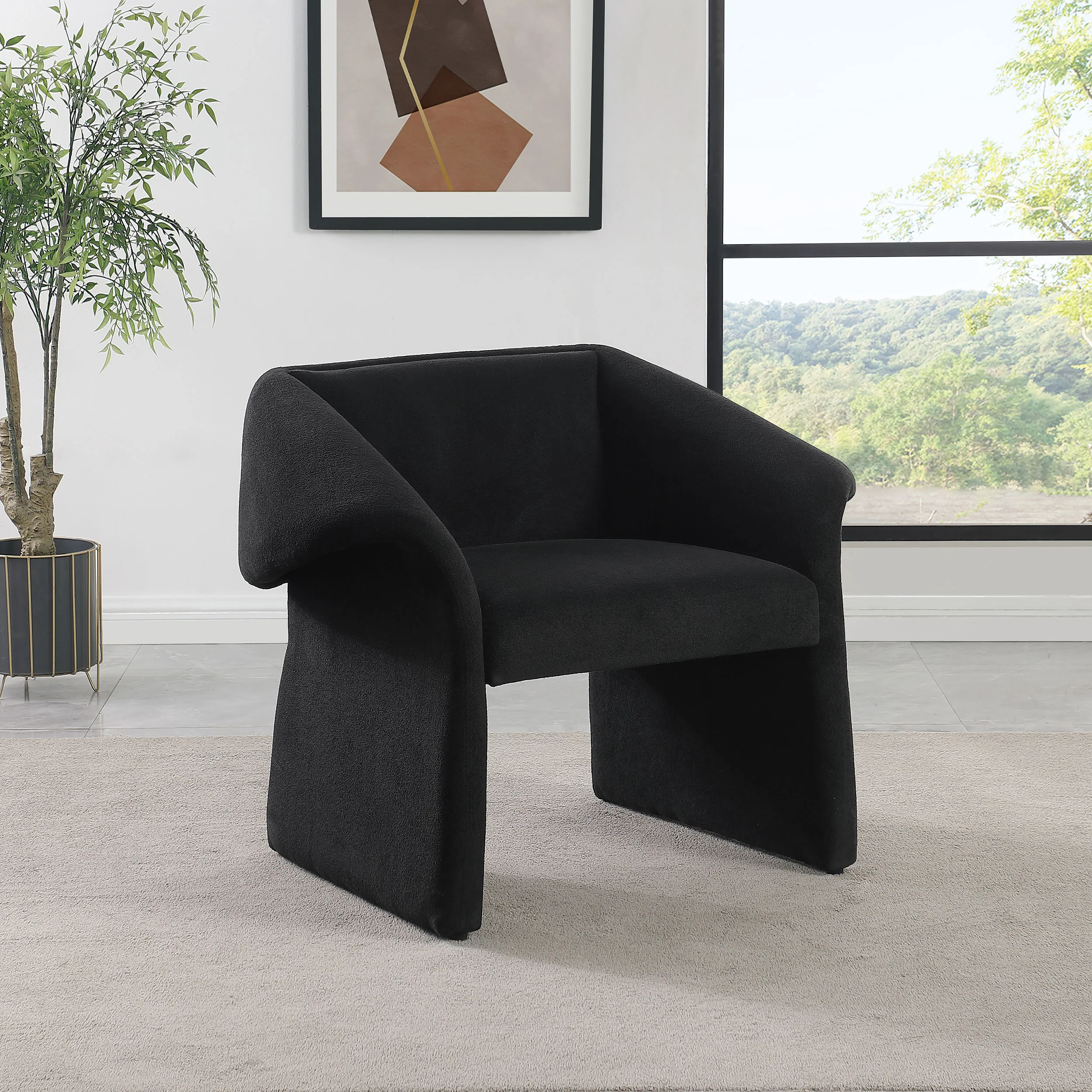 Ramsey Upholstered Sloped Arm Accent Chair - Black - Image 4