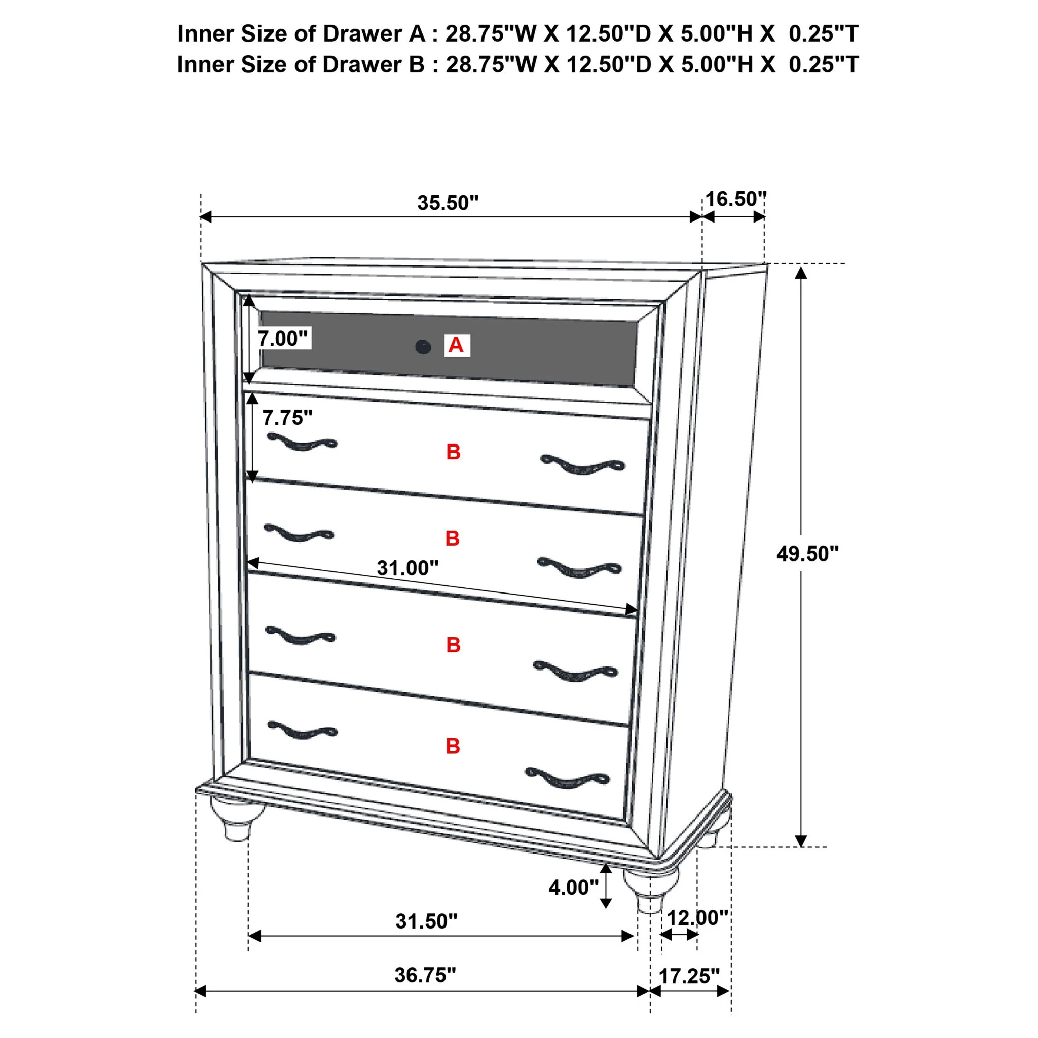 Randall - 5 Drawer Chest - White - Image 8