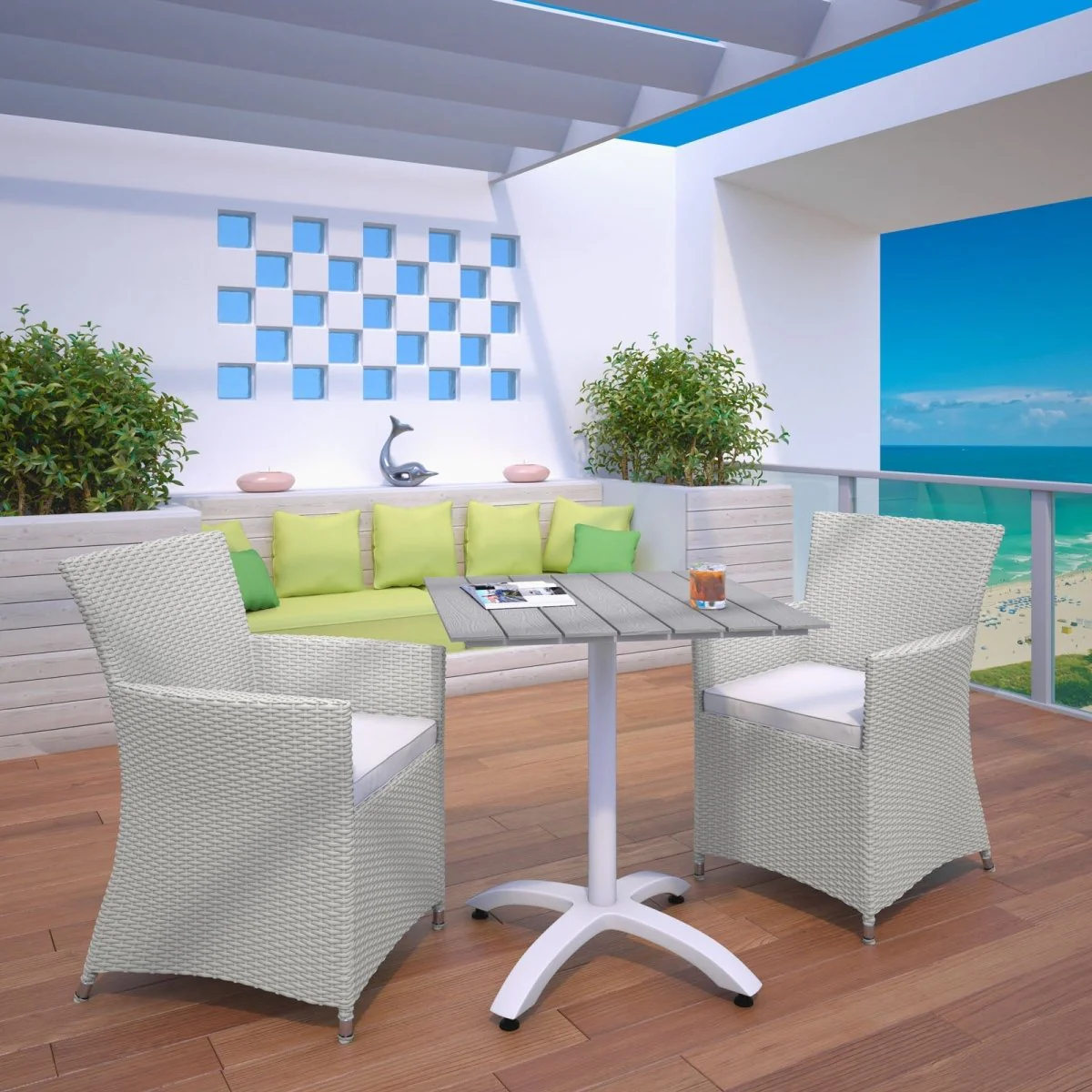 Rattan and Aluminum Outdoor Dining Set with Wood Slats – Multiple Configurations - Image 14