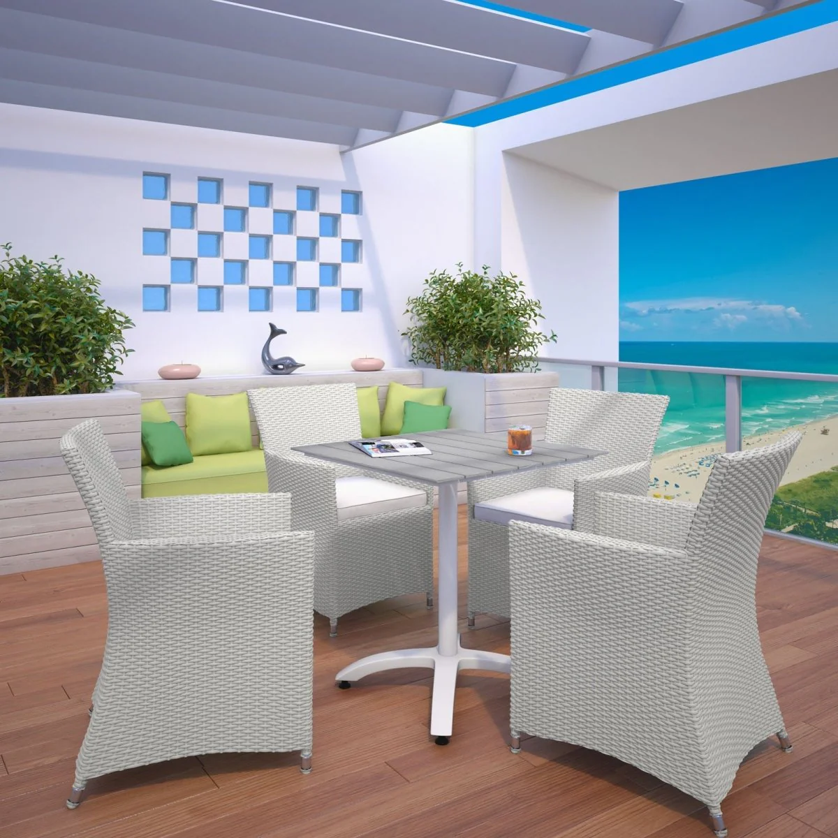 Rattan and Aluminum Outdoor Dining Set with Wood Slats – Multiple Configurations - Image 21