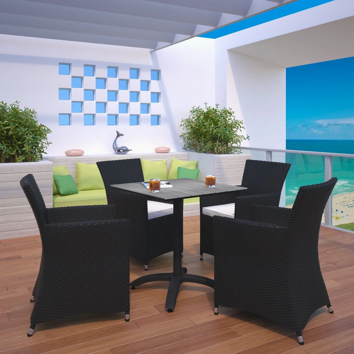 Rattan and Aluminum Outdoor Dining Set with Wood Slats – Multiple Configurations - Image 28
