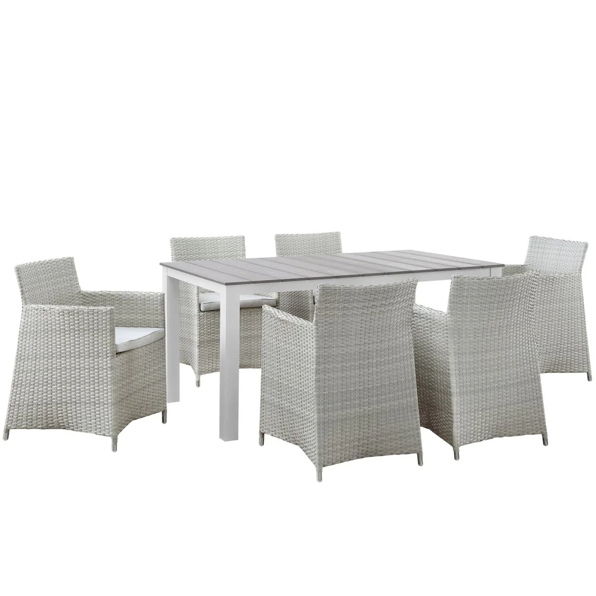 Rattan and Aluminum Outdoor Dining Set with Wood Slats – Multiple Configurations - Image 50