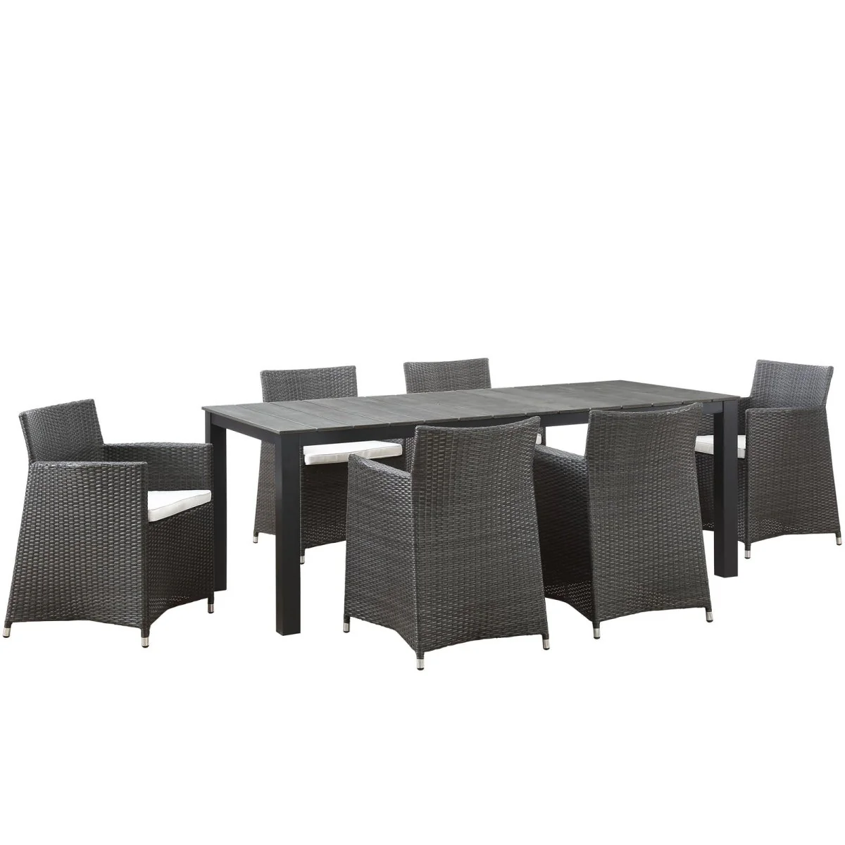 Rattan and Aluminum Outdoor Dining Set with Wood Slats – Multiple Configurations - Image 64