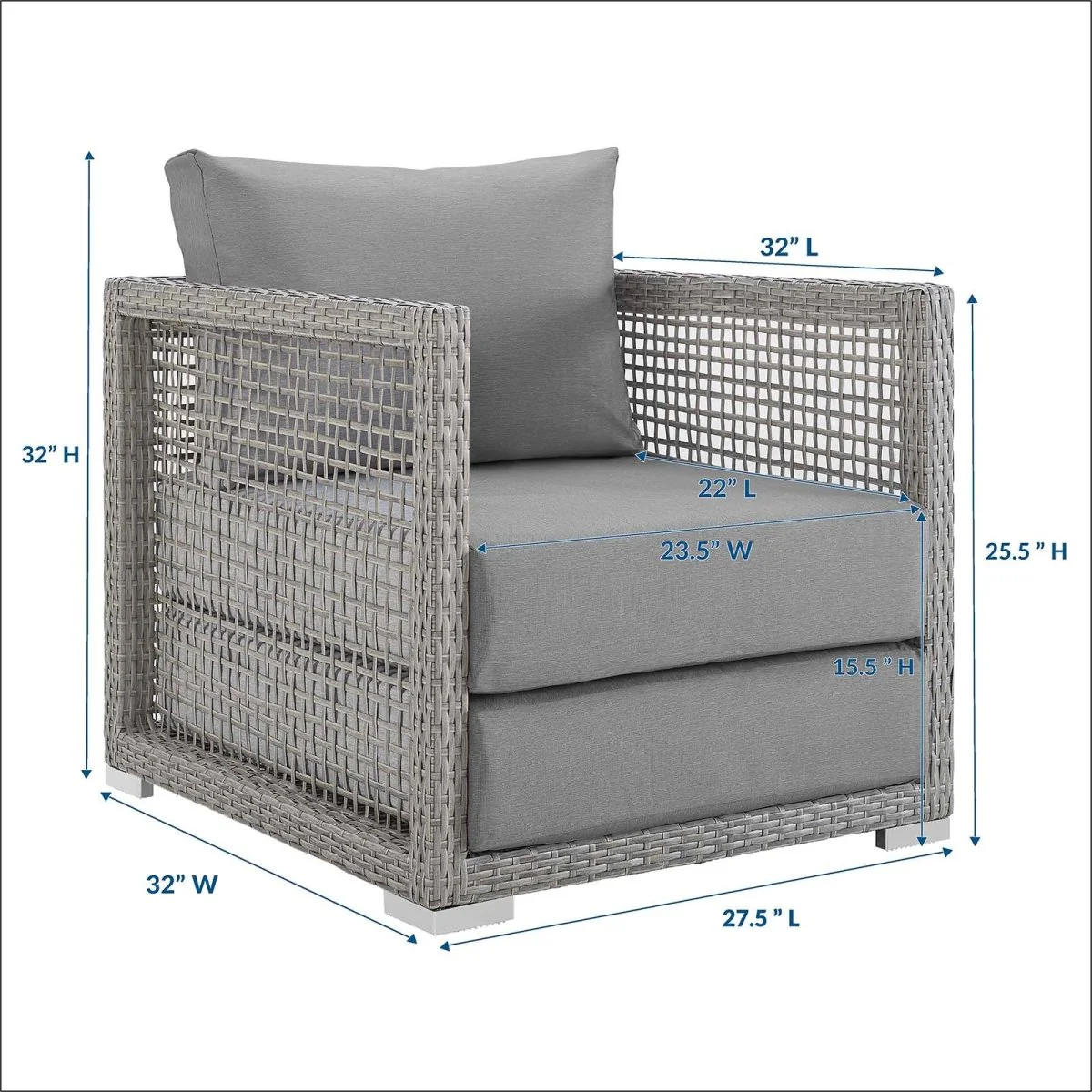 Rattan Outdoor Patio Armchair for Garden, Deck and Porch Seating, Woven Design - Image 23