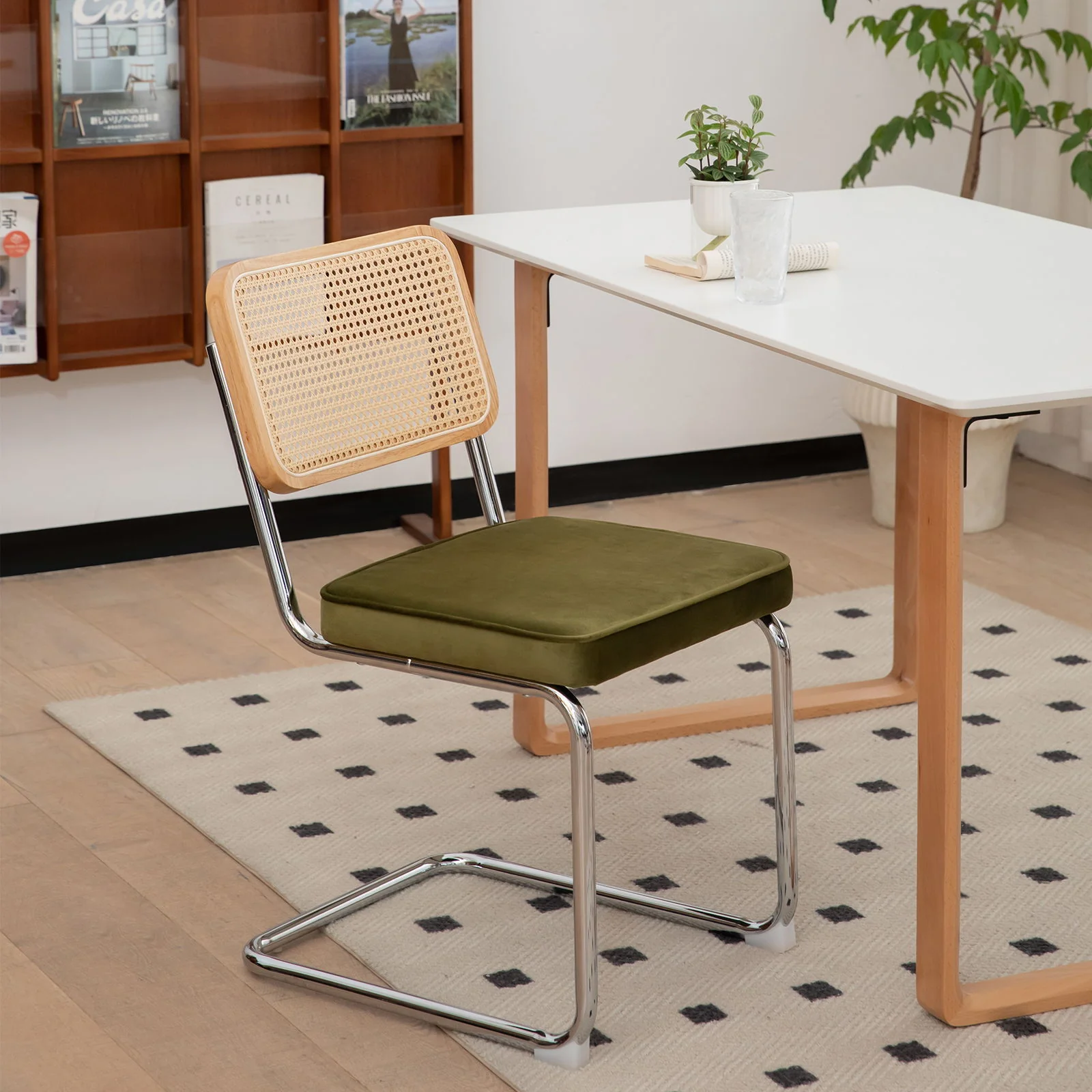 Rattan Side Accent Dining Chairs With Painted Legs (Set of 2) - Image 7