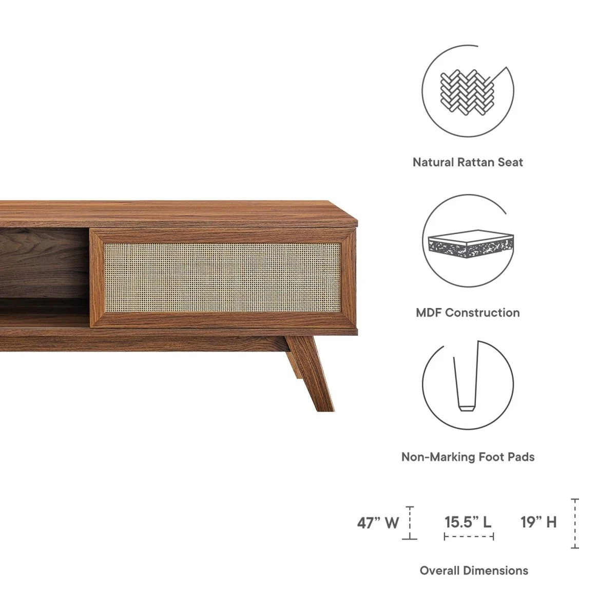 Rattan Sliding Door TV Stand 47 Inch - Image 18