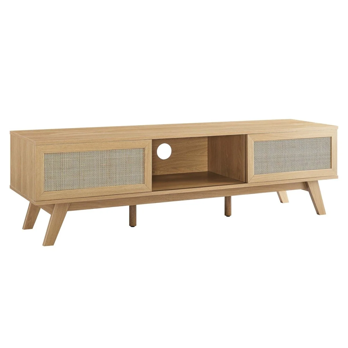 Rattan Sliding Door TV Stand 60 Inch