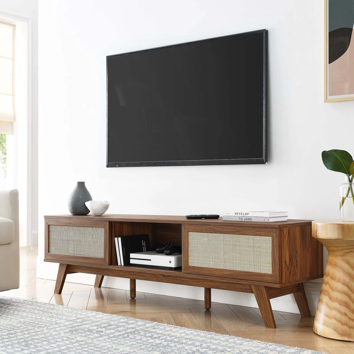 Rattan Sliding Door TV Stand 60 Inch - Image 11