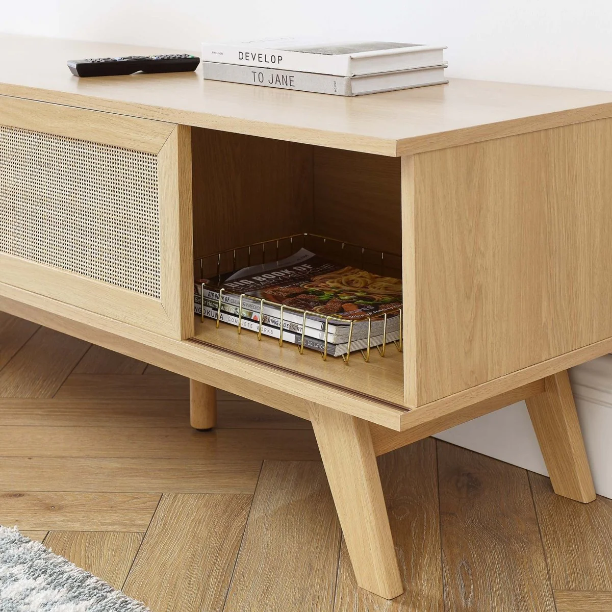 Rattan Sliding Door TV Stand 60 Inch - Image 8