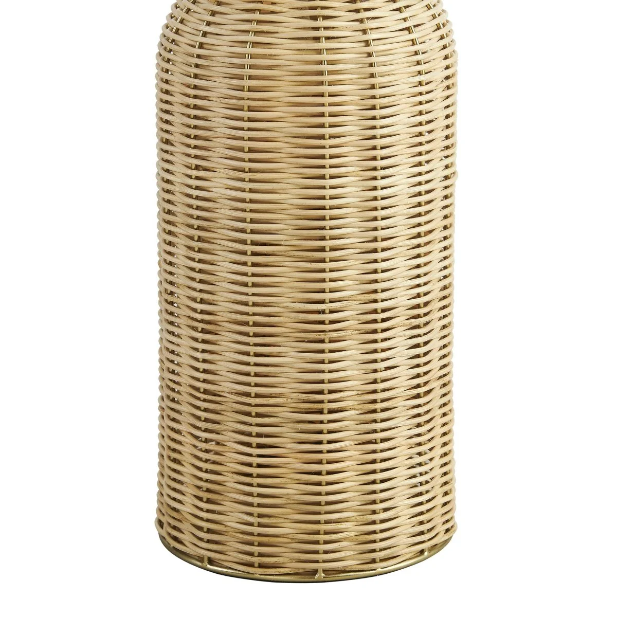 Rattan Table Lamp with Dome Fabric Shade – White and Natural - Image 10