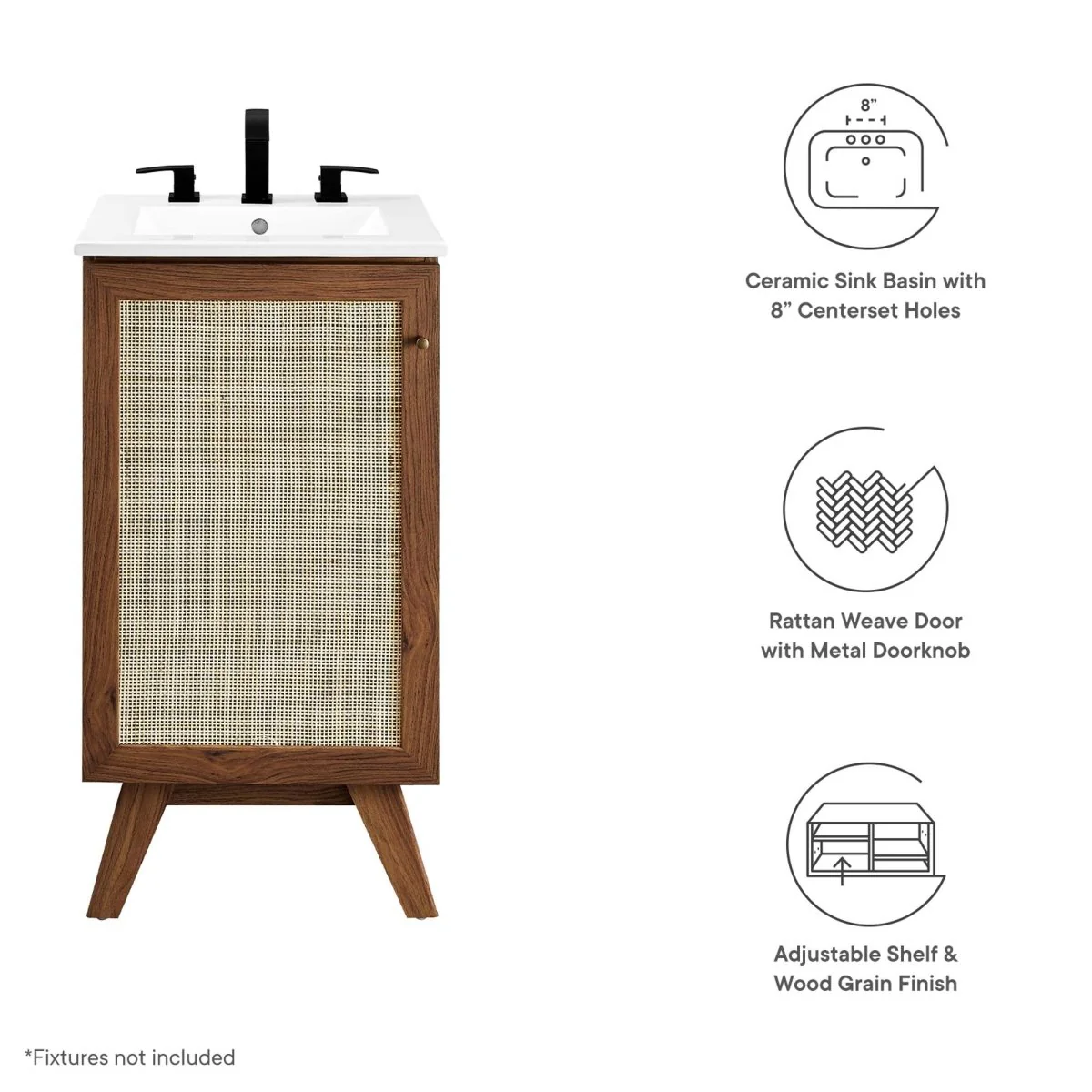 Rattan Weave Bathroom Vanity with Sink — Stylish Woven Vanity for Modern Bathrooms - Image 2