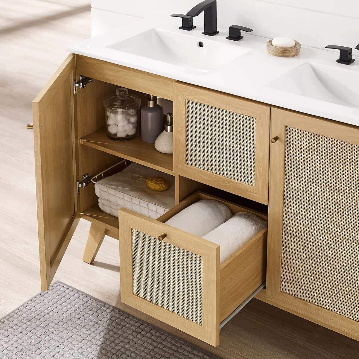 Rattan Weave Bathroom Vanity with Sink — Stylish Woven Vanity for Modern Bathrooms - Image 243