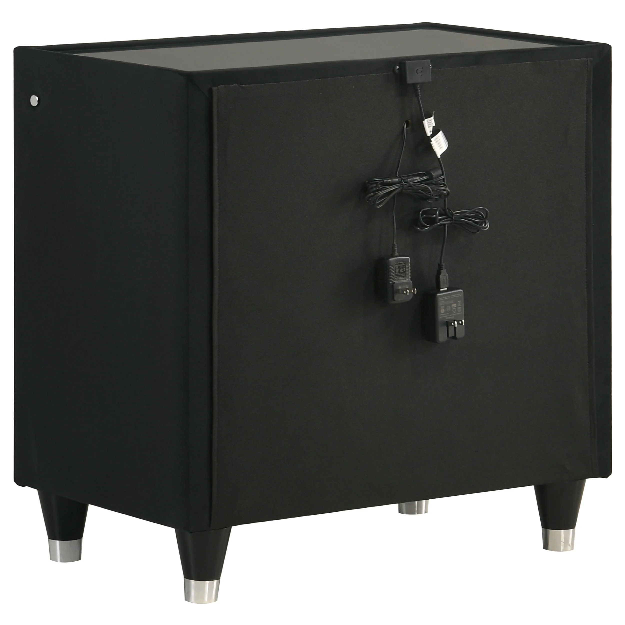 Ravenne 2-Drawer Black Velvet LED Nightstand with USB - Image 8