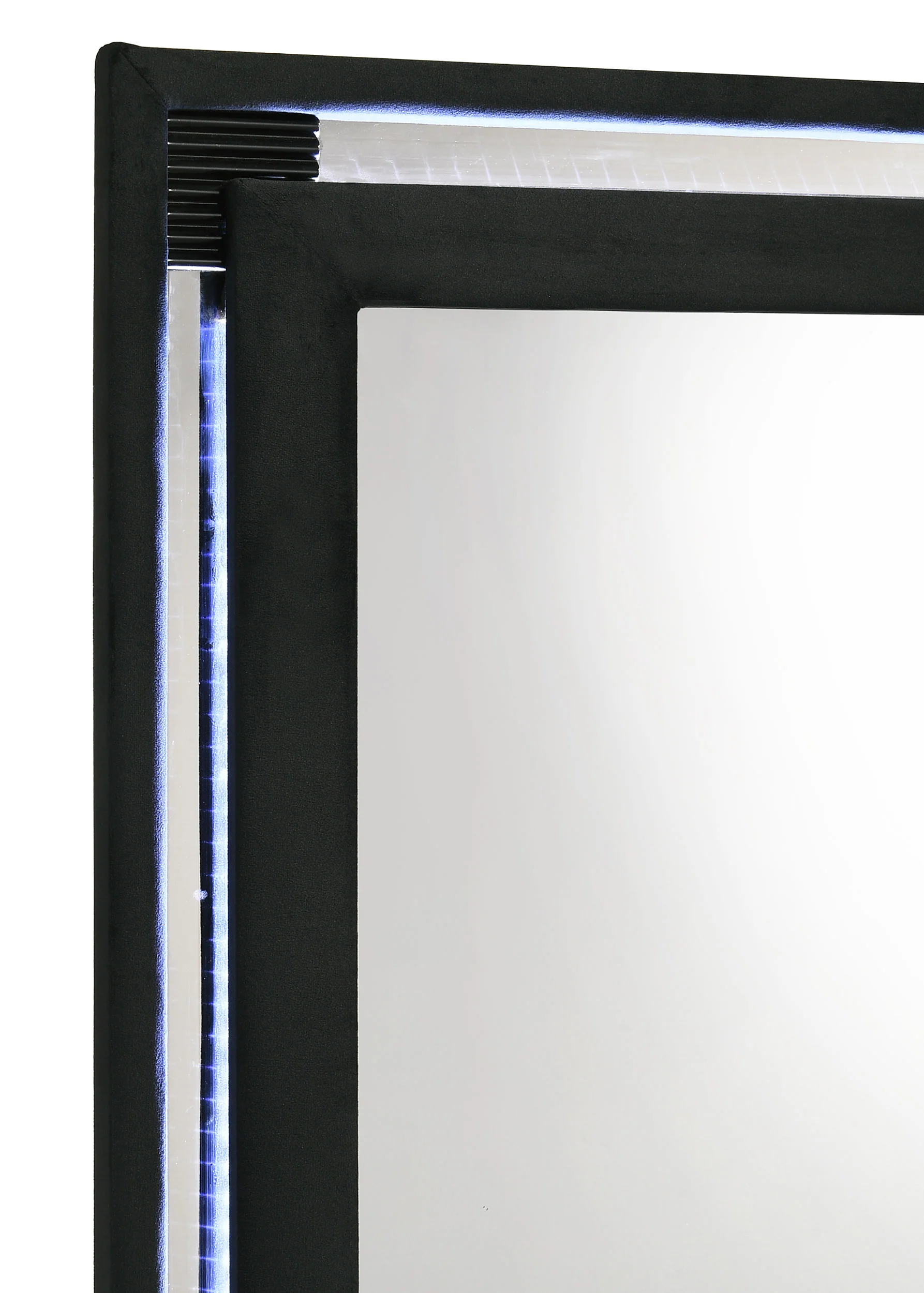 Ravenne Velvet Upholstered LED Dresser Mirror, Black - Image 2