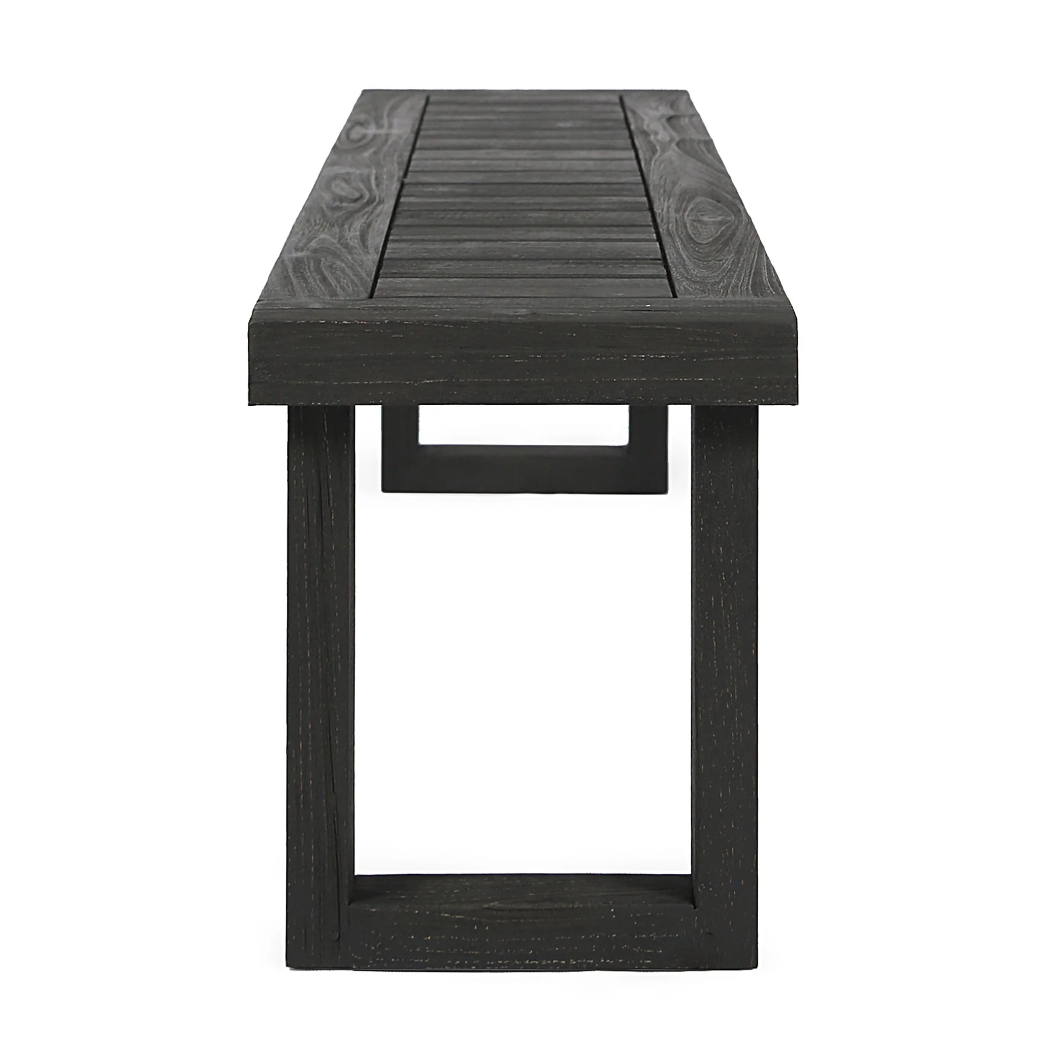 Realm - Outdoor Bench With Slat Panel Top And Base - Dark Gray - Image 5