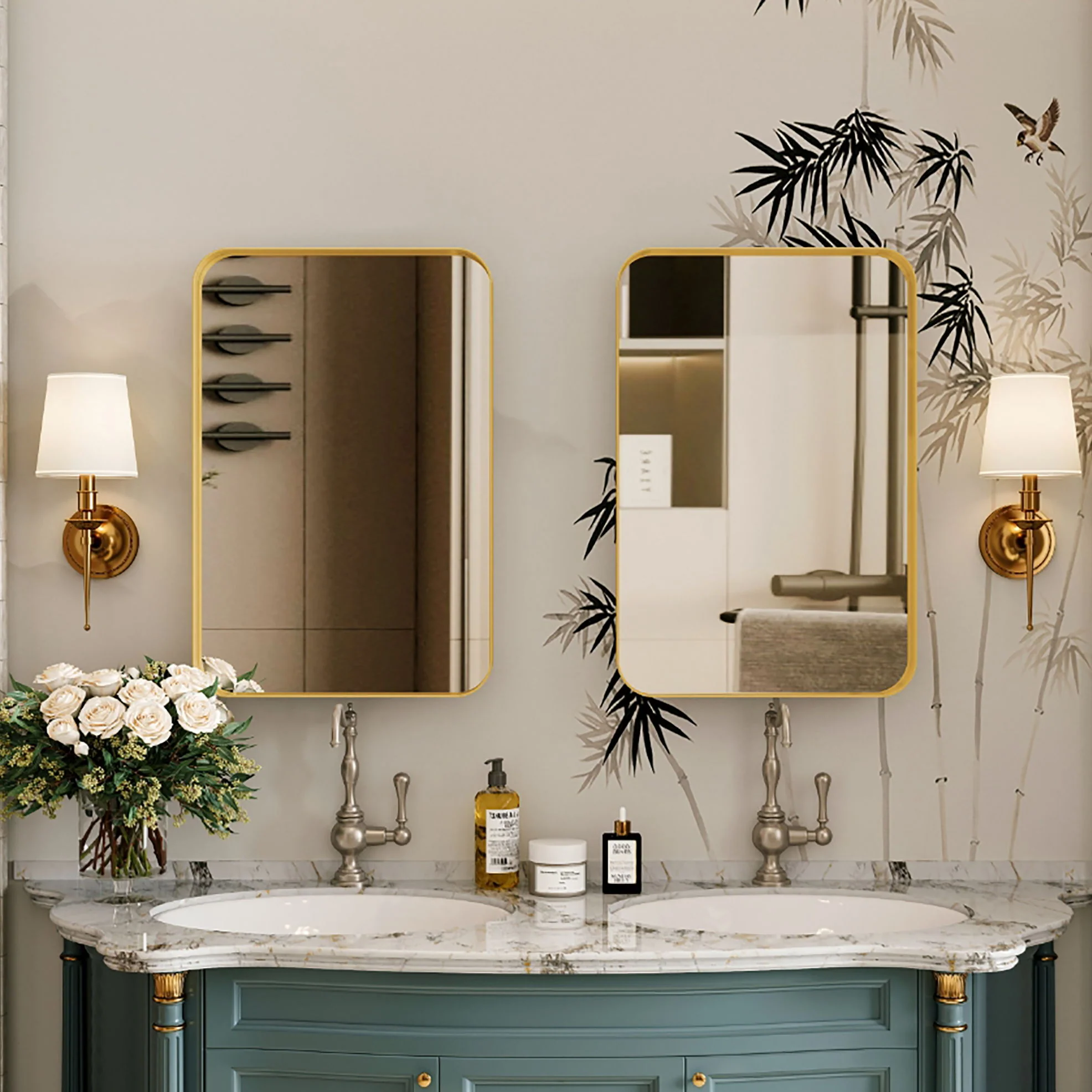 Recessed Metal Framed Medicine Cabinet With Mirror And Adjustable Shelves Wall Mirror With Storage For Bathroom - Image 21